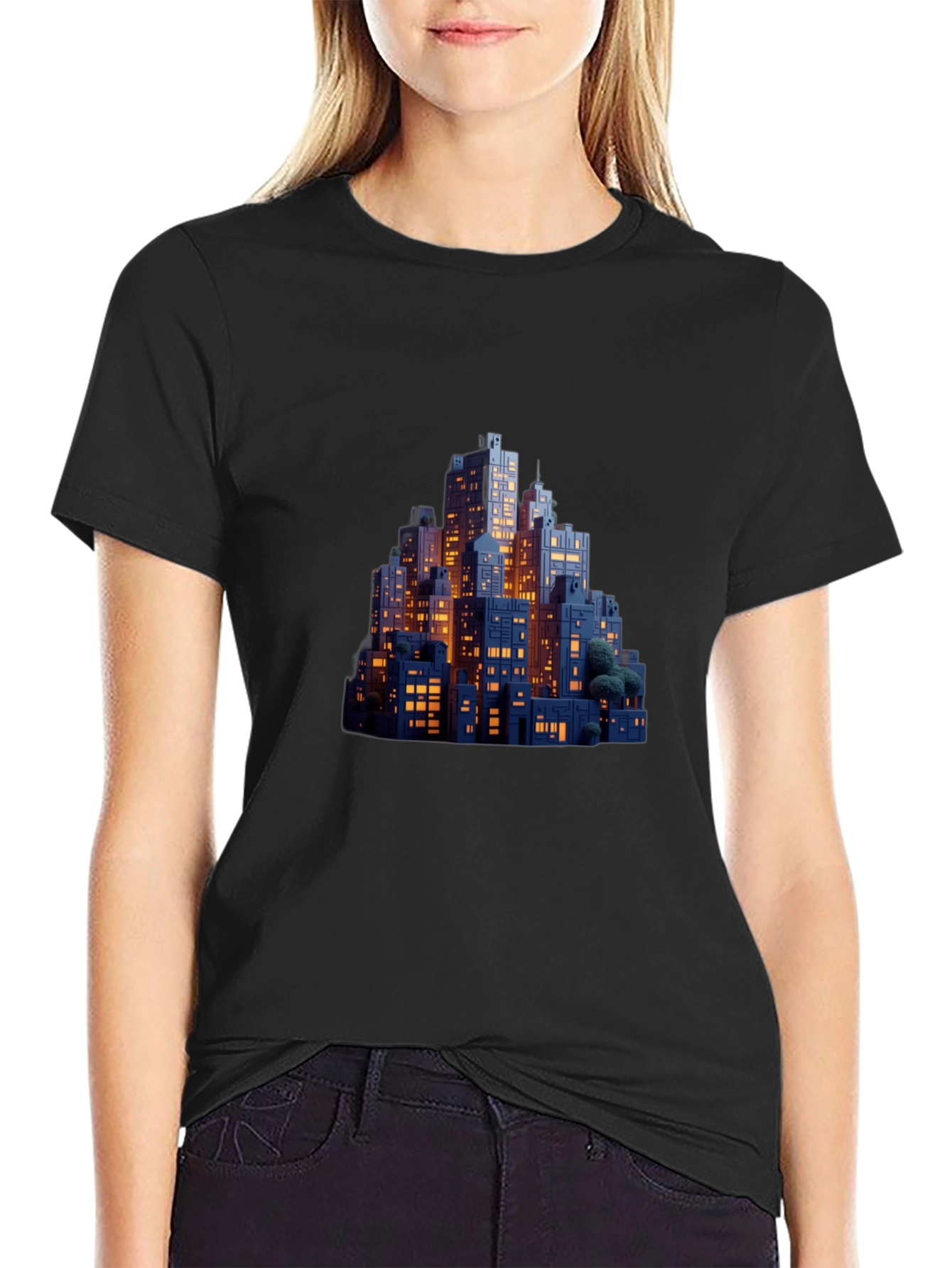 Night Cityscape Graphic Tee - Urban Style