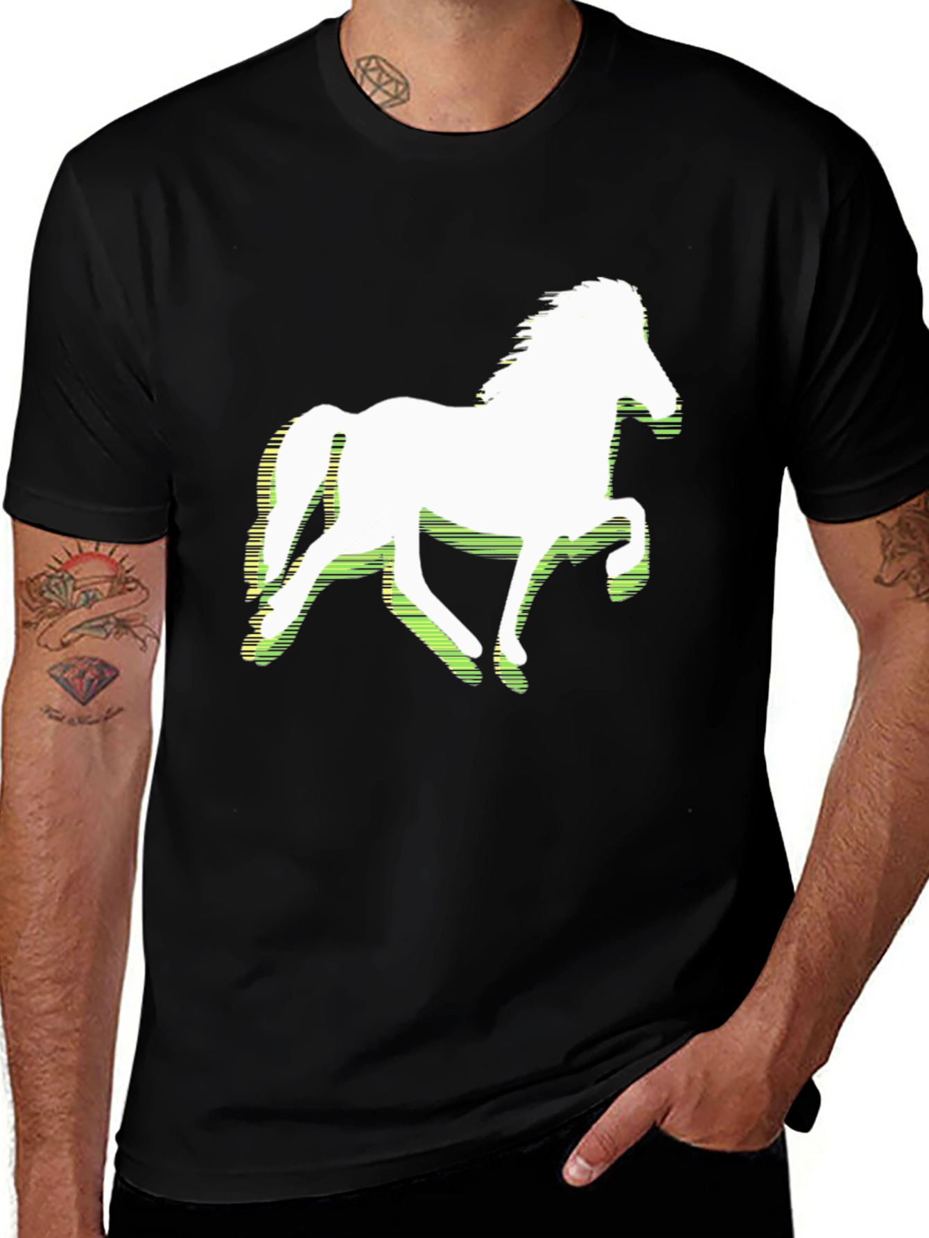 Horse Graphic Tee - Stylish Black T-Shirt