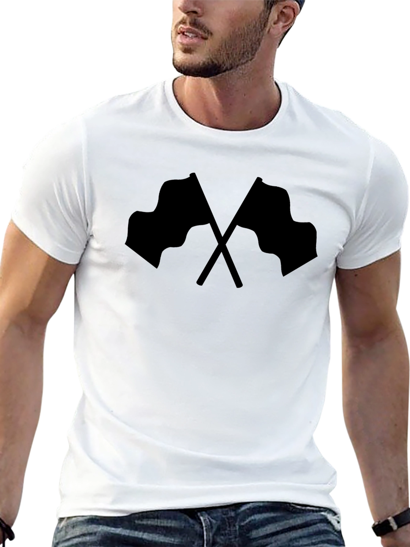 Checkered Flags Graphic Tee - Black