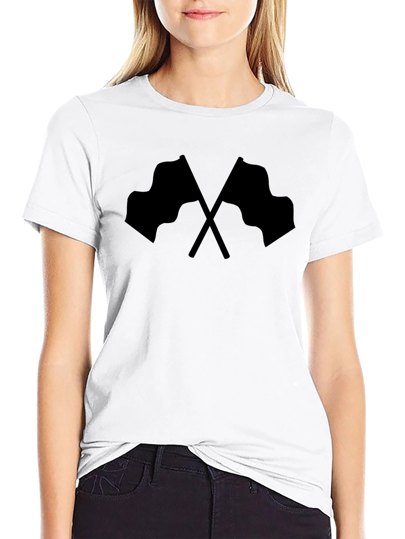 Checkered Flags Graphic Tee - Black
