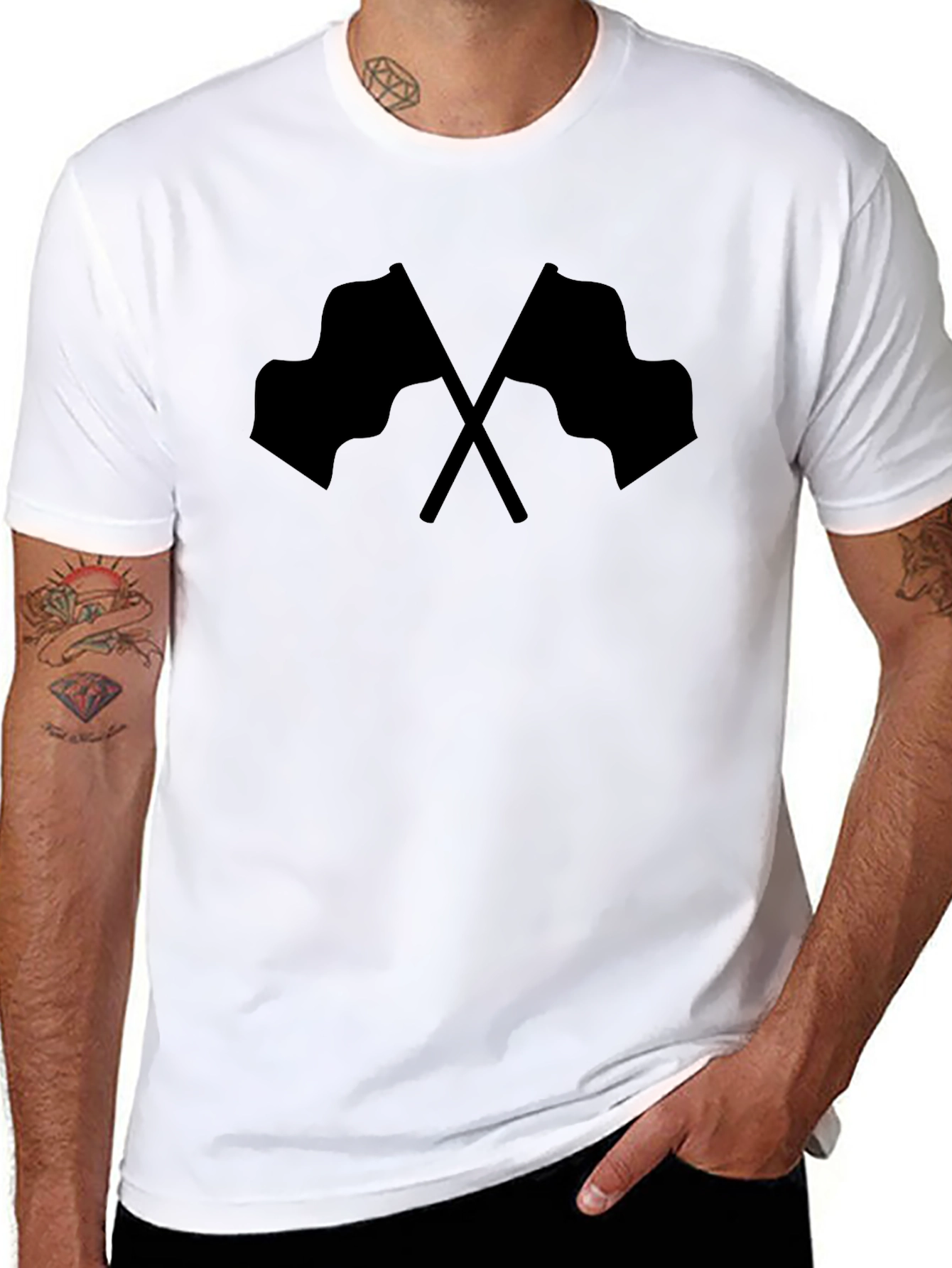 Checkered Flags Graphic Tee - Black