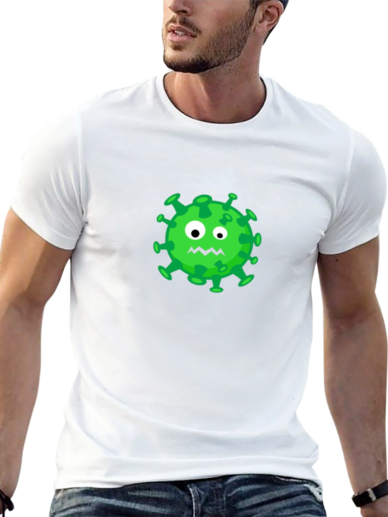 Cartoon Virus Graphic Tee - Black