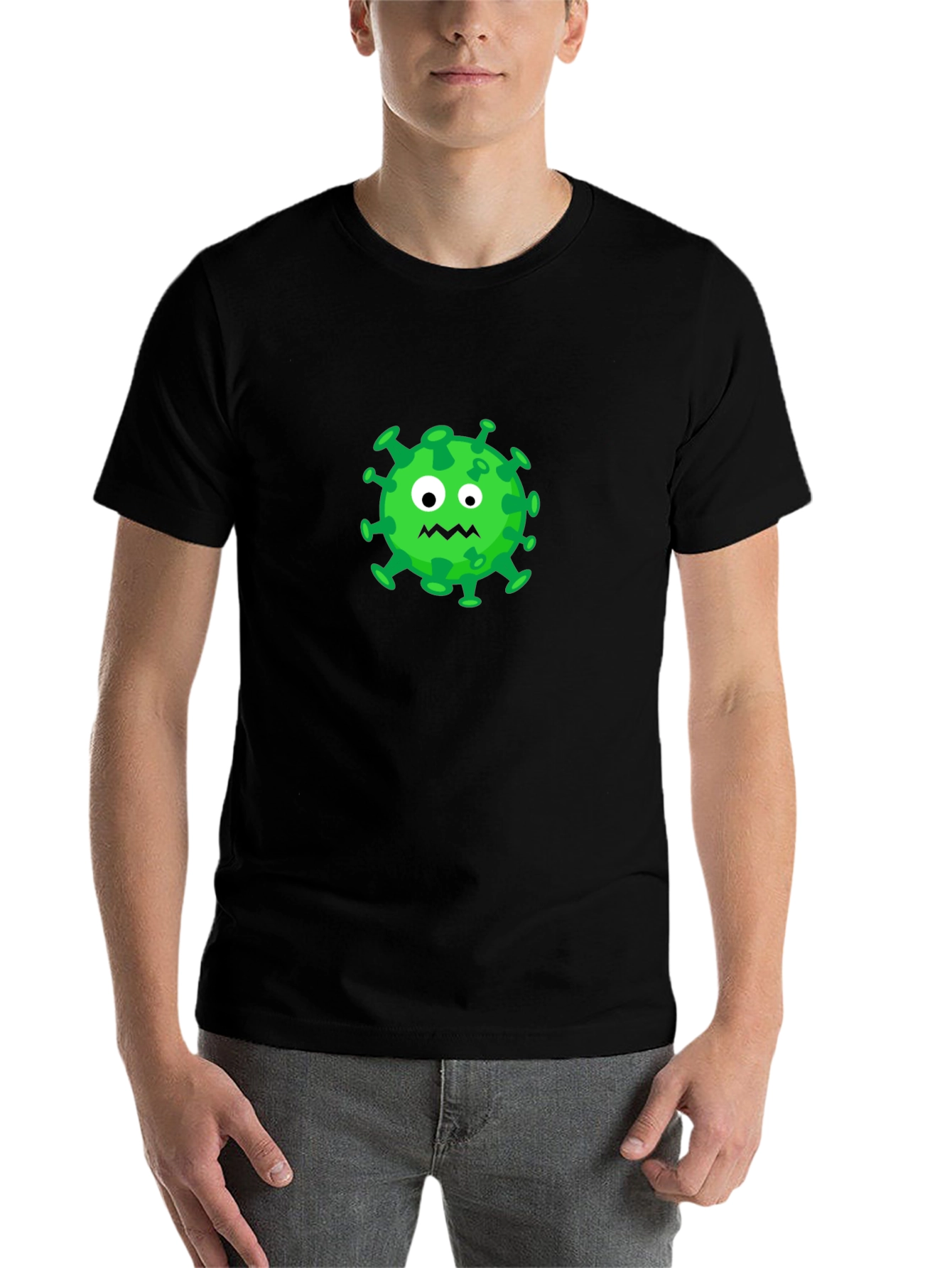Cartoon Virus Graphic Tee - Black