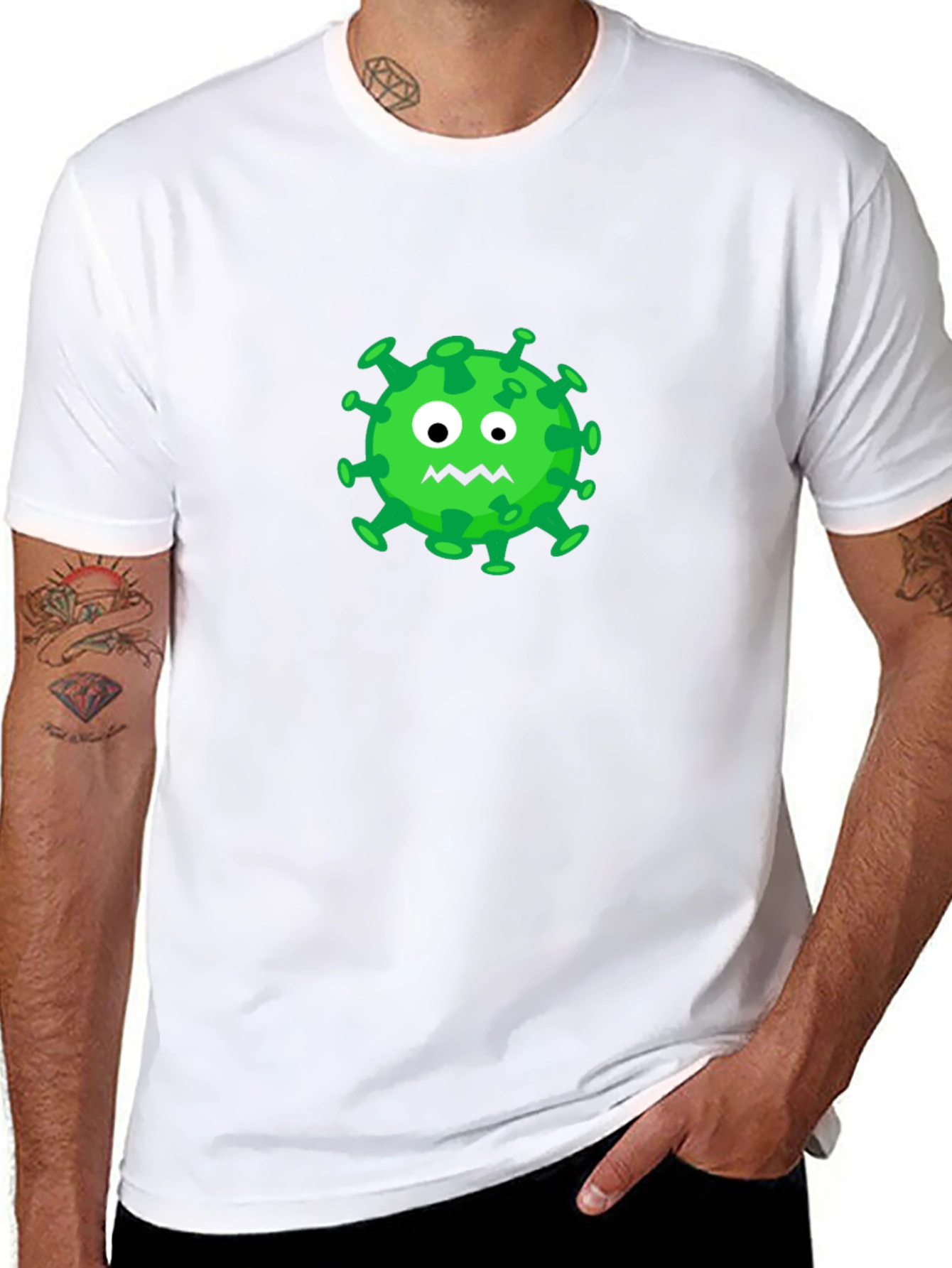 Cartoon Virus Graphic Tee - Black