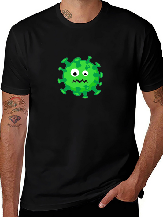 Cartoon Virus Graphic Tee - Black