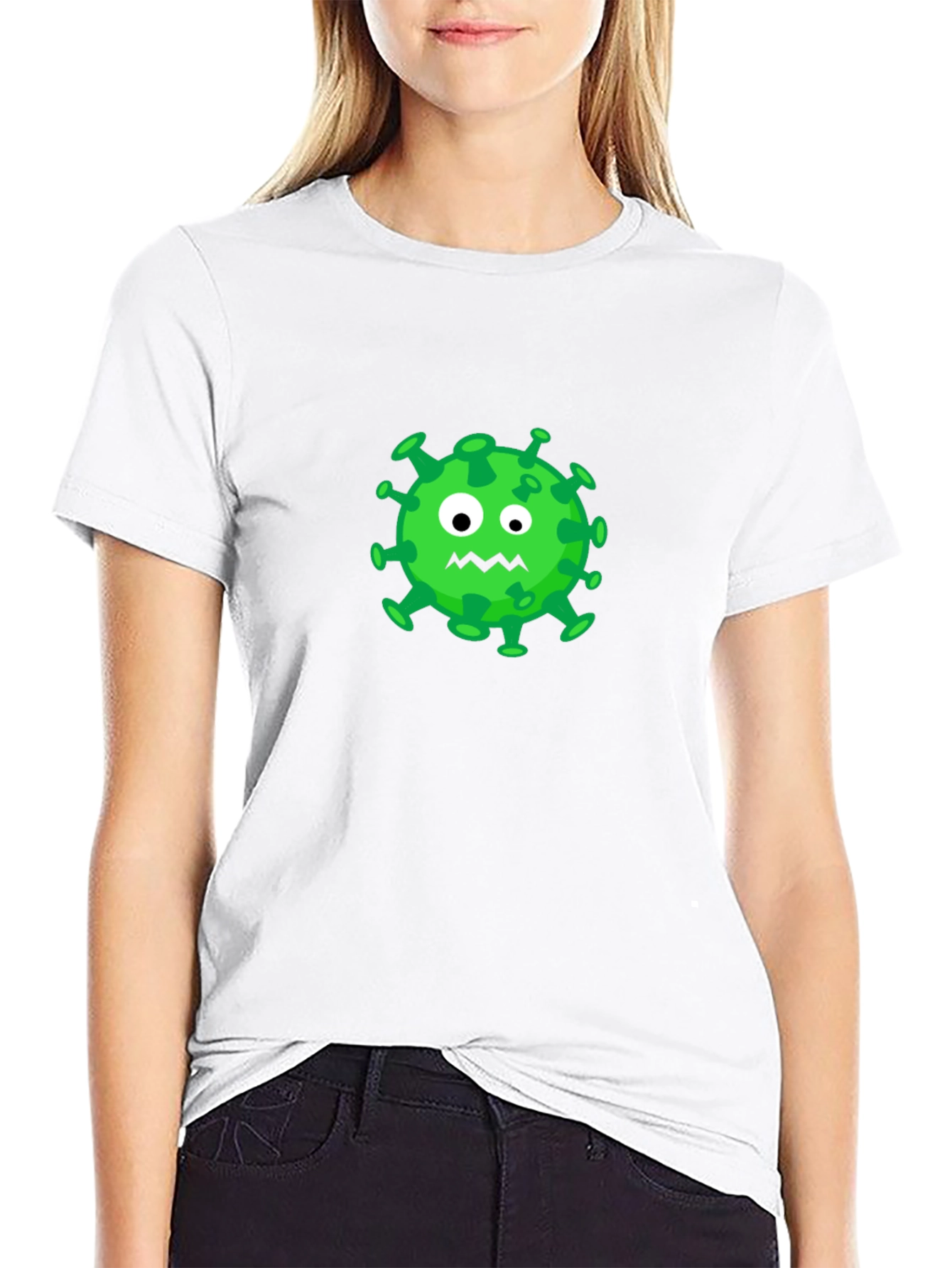 Cartoon Virus Graphic Tee - Black