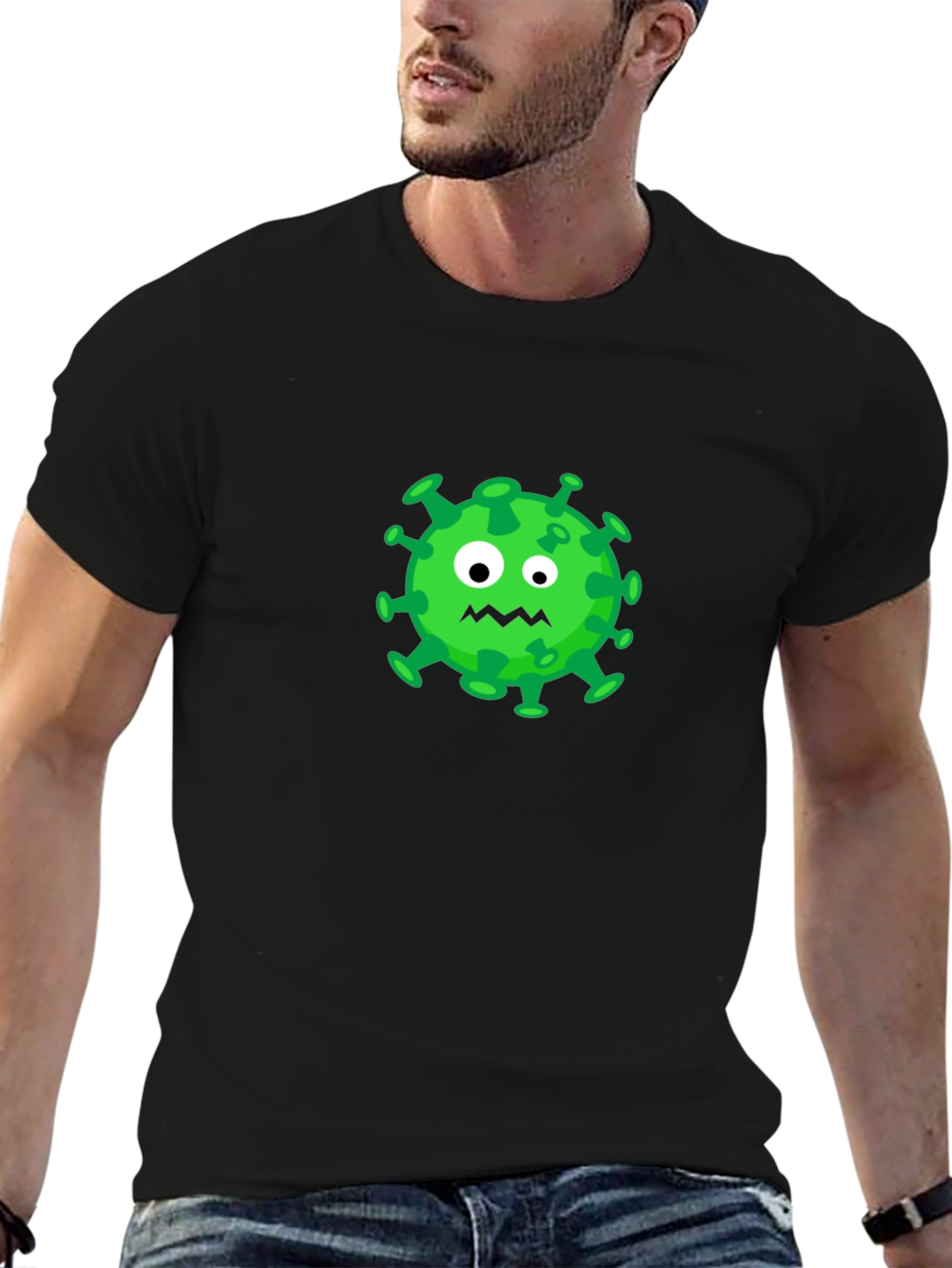 Cartoon Virus Graphic Tee - Black