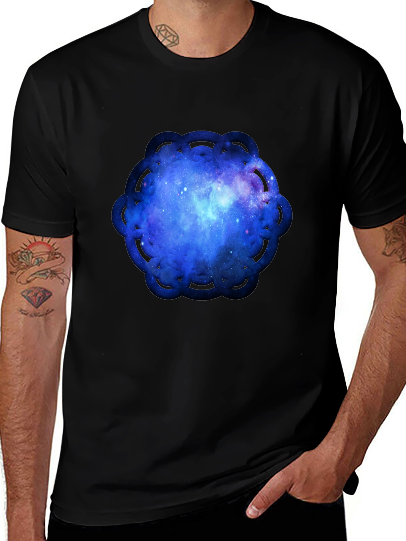 Cosmic Mandala Mens Black T-Shirt