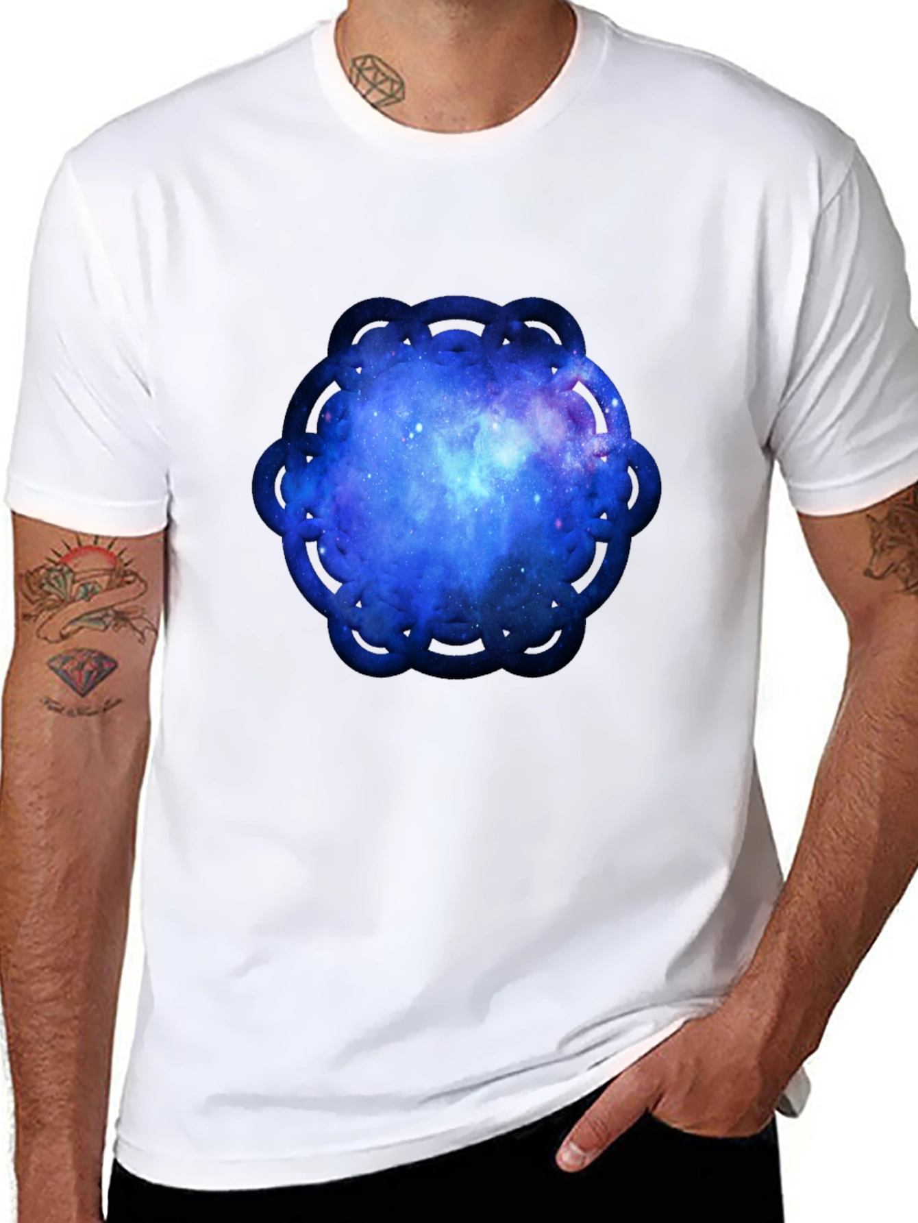 Cosmic Mandala Mens Black T-Shirt