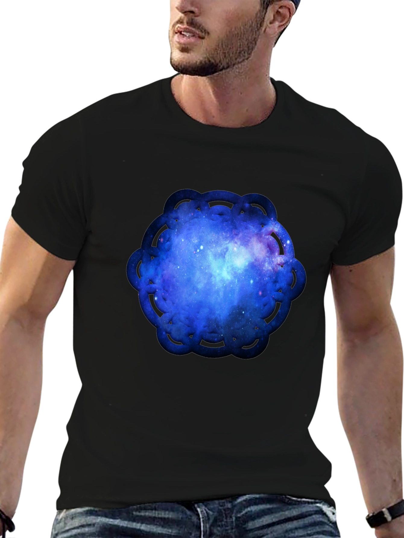 Cosmic Mandala Mens Black T-Shirt