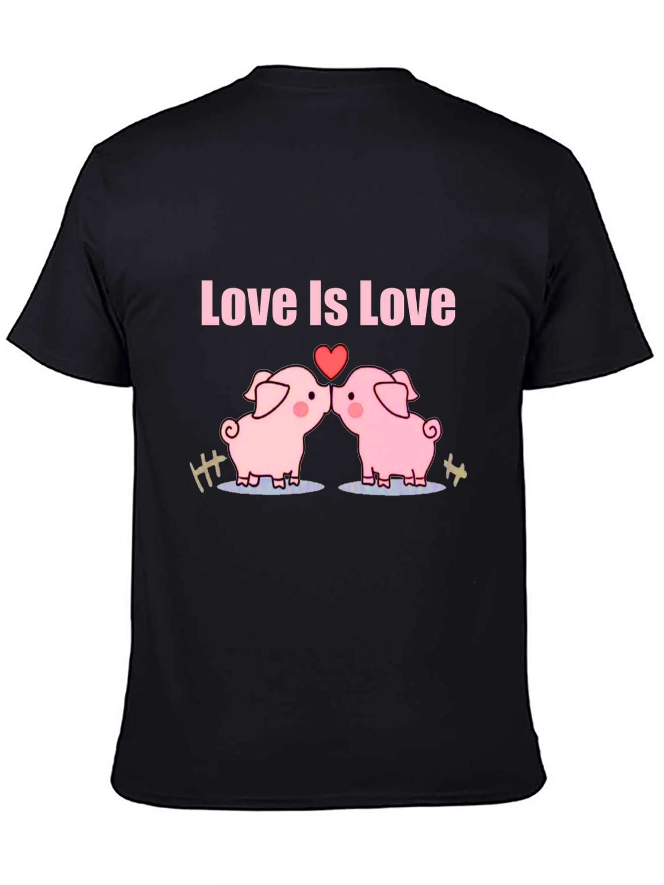 Love Is Love Pig T-Shirt - Black Cotton Tee