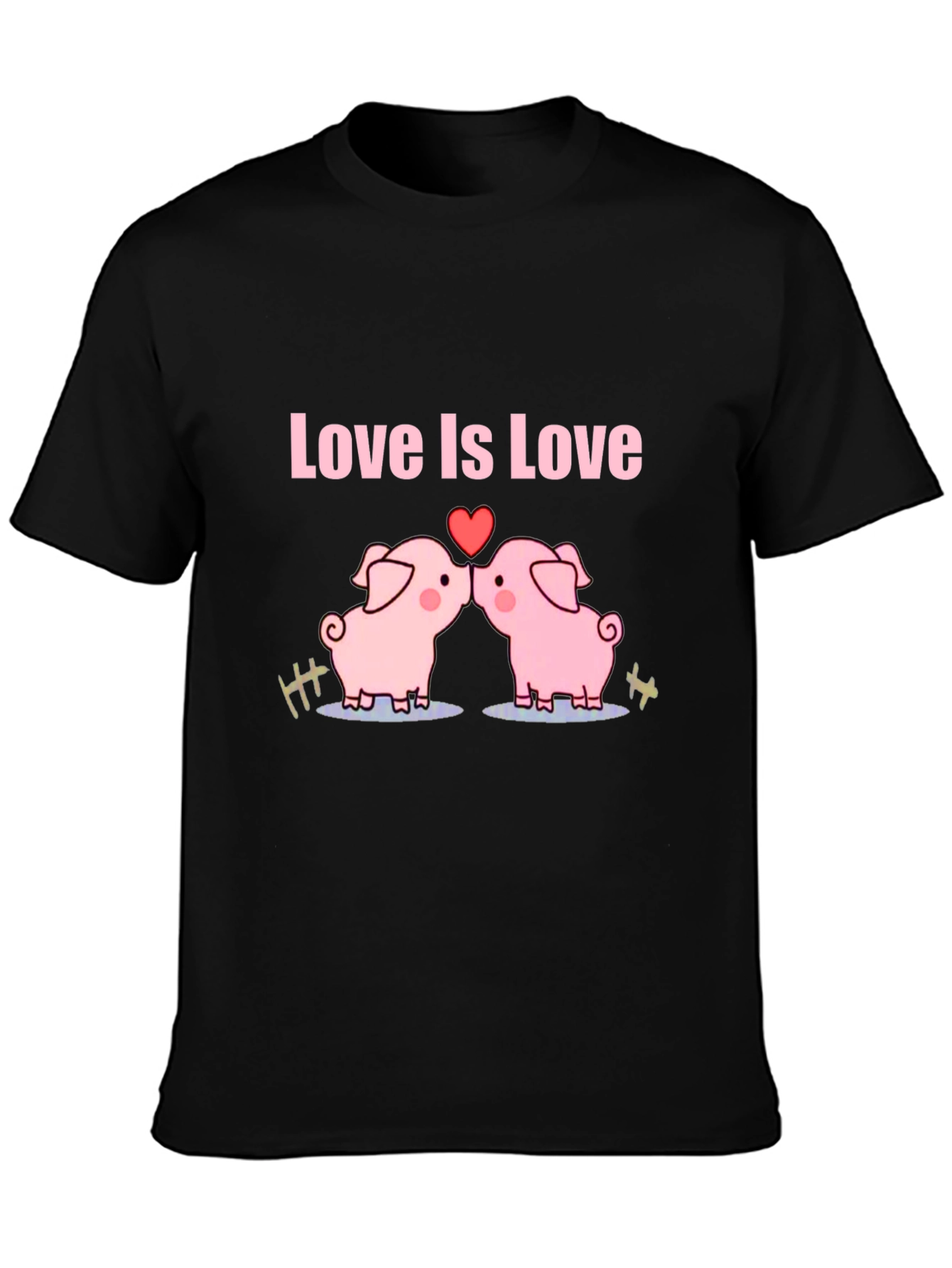 Love Is Love Pig T-Shirt - Black Cotton Tee