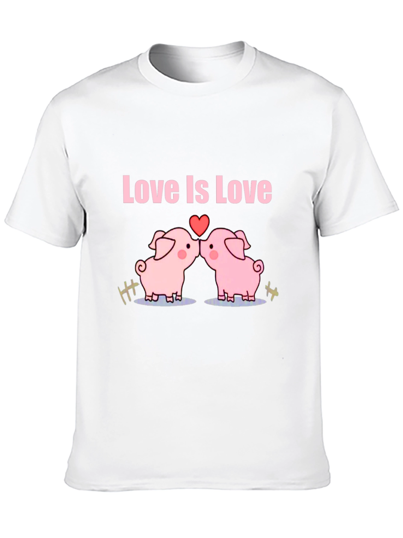 Love Is Love Pig T-Shirt - Black Cotton Tee