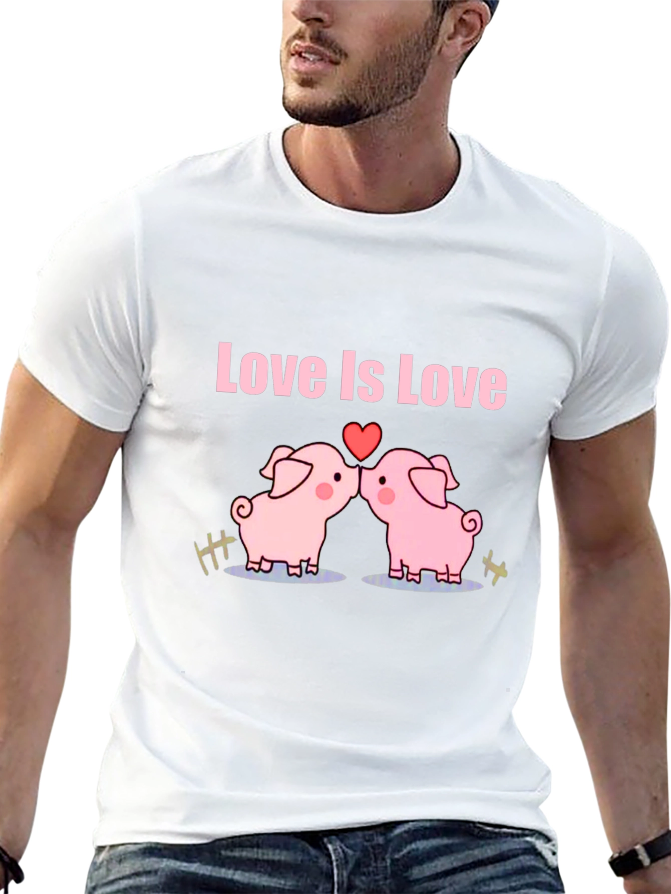 Love Is Love Pig T-Shirt - Black Cotton Tee