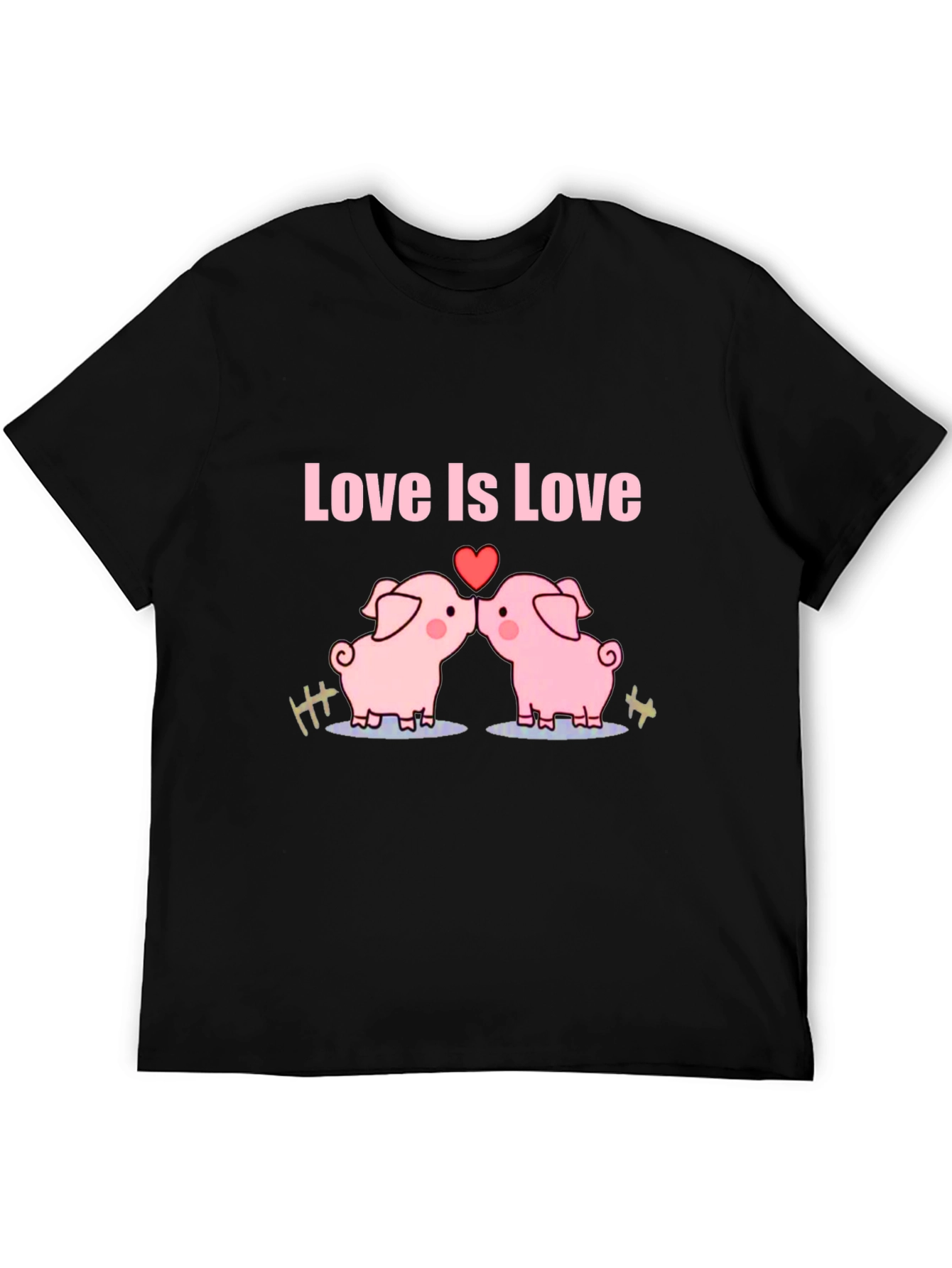 Love Is Love Pig T-Shirt - Black Cotton Tee