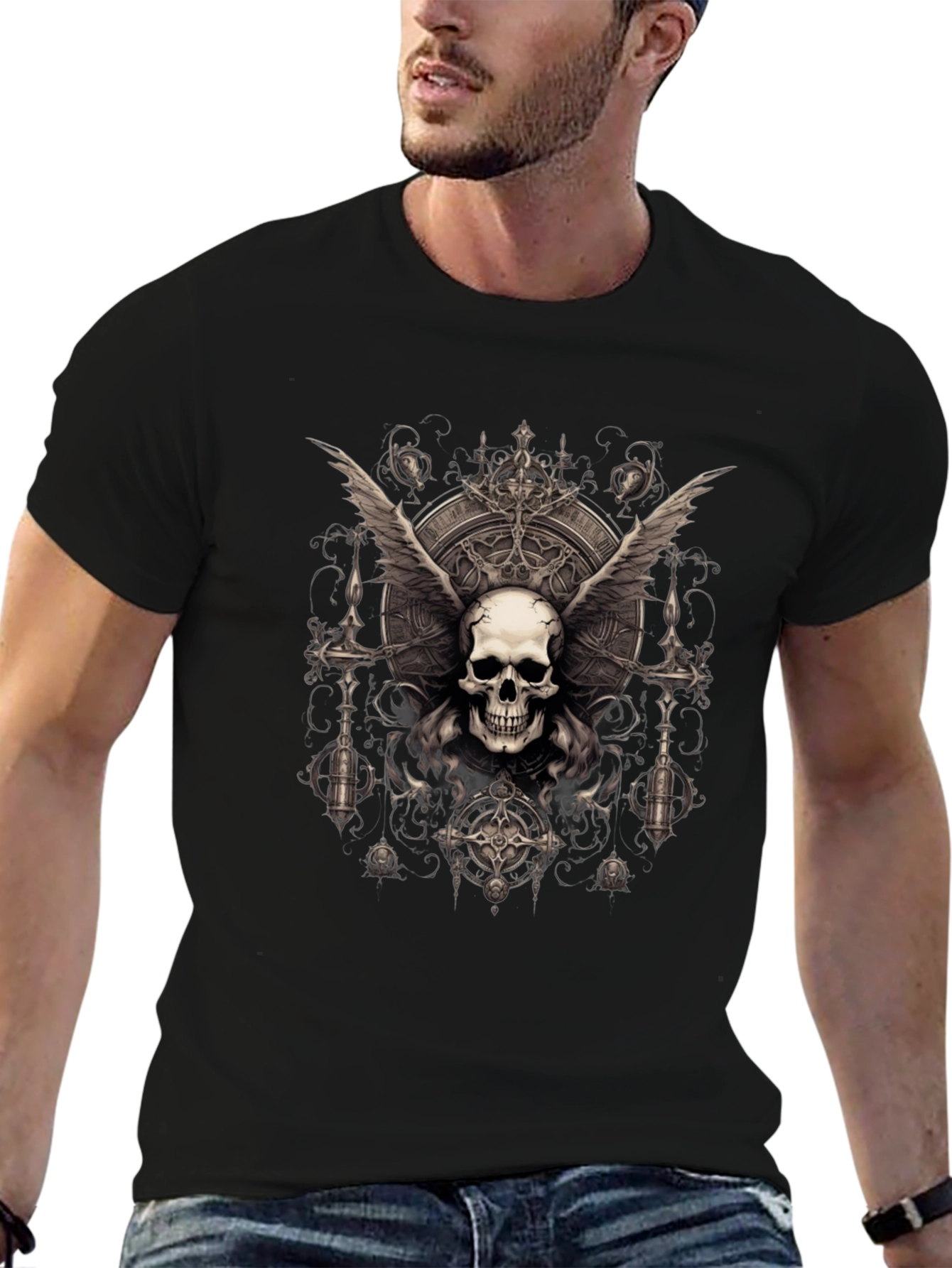 Gothic Skull Wings T-Shirt - Dark Style Tee