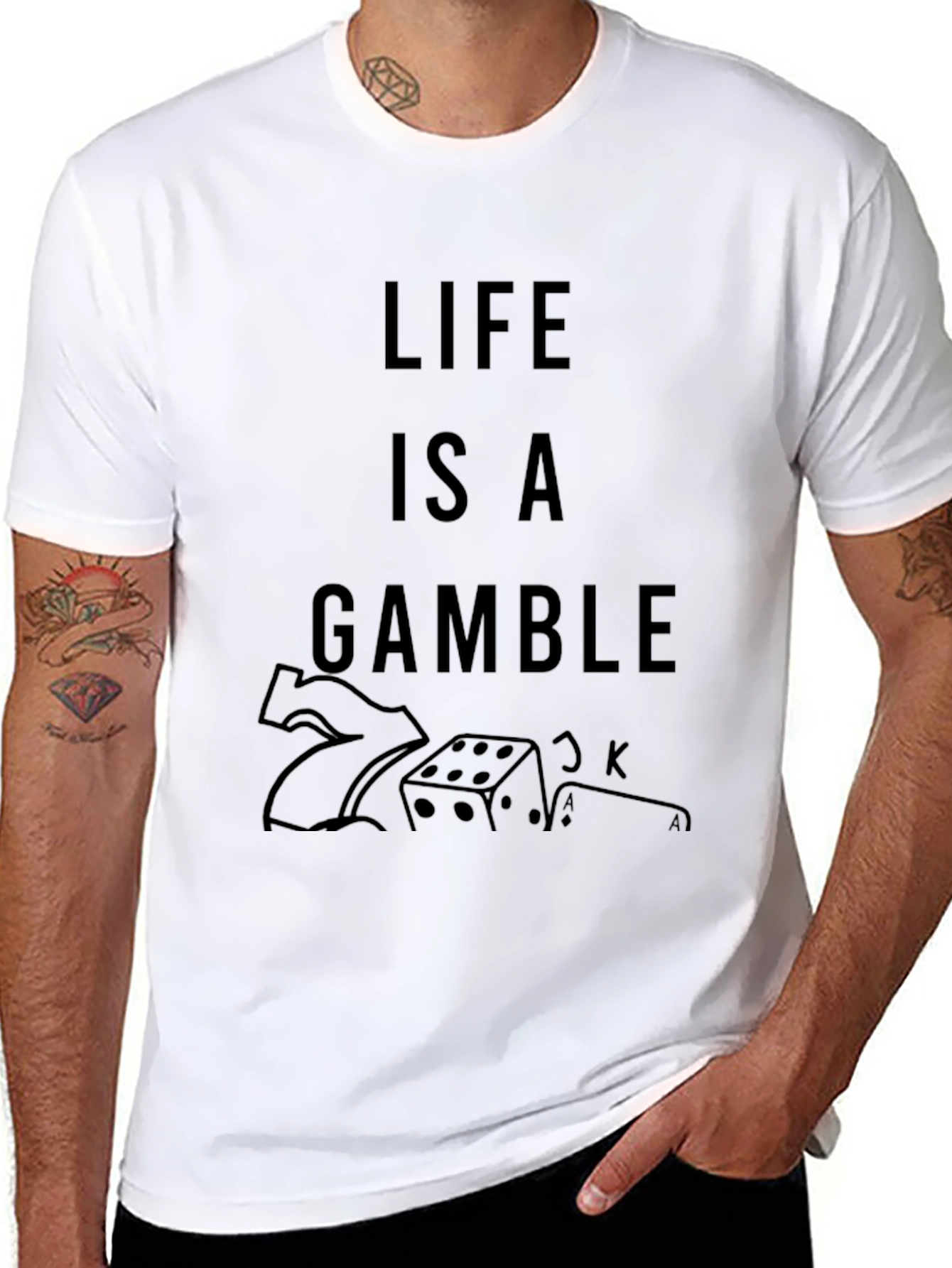Life Is A Gamble Graphic Tee - Black T-Shirt