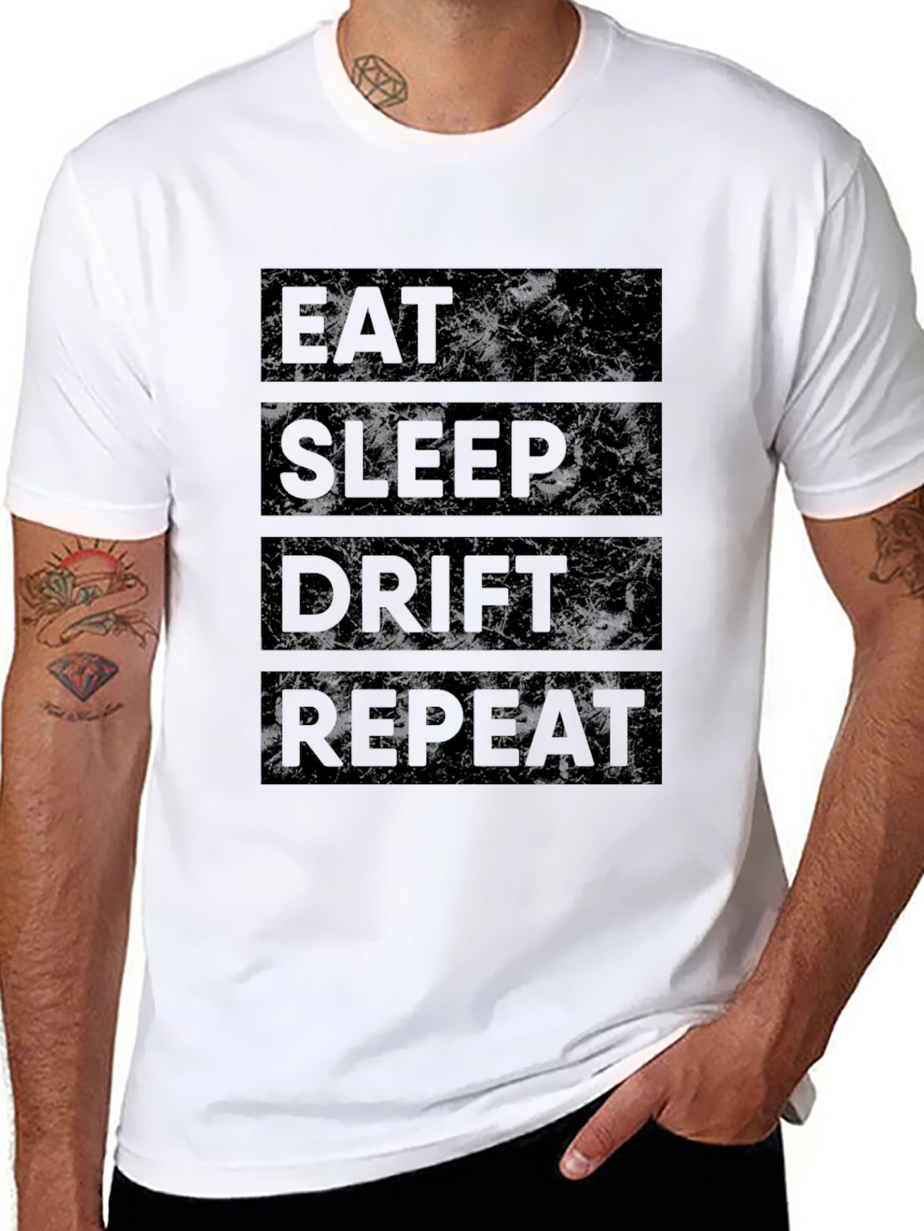 Eat Sleep Drift Repeat Black Graphic Tee