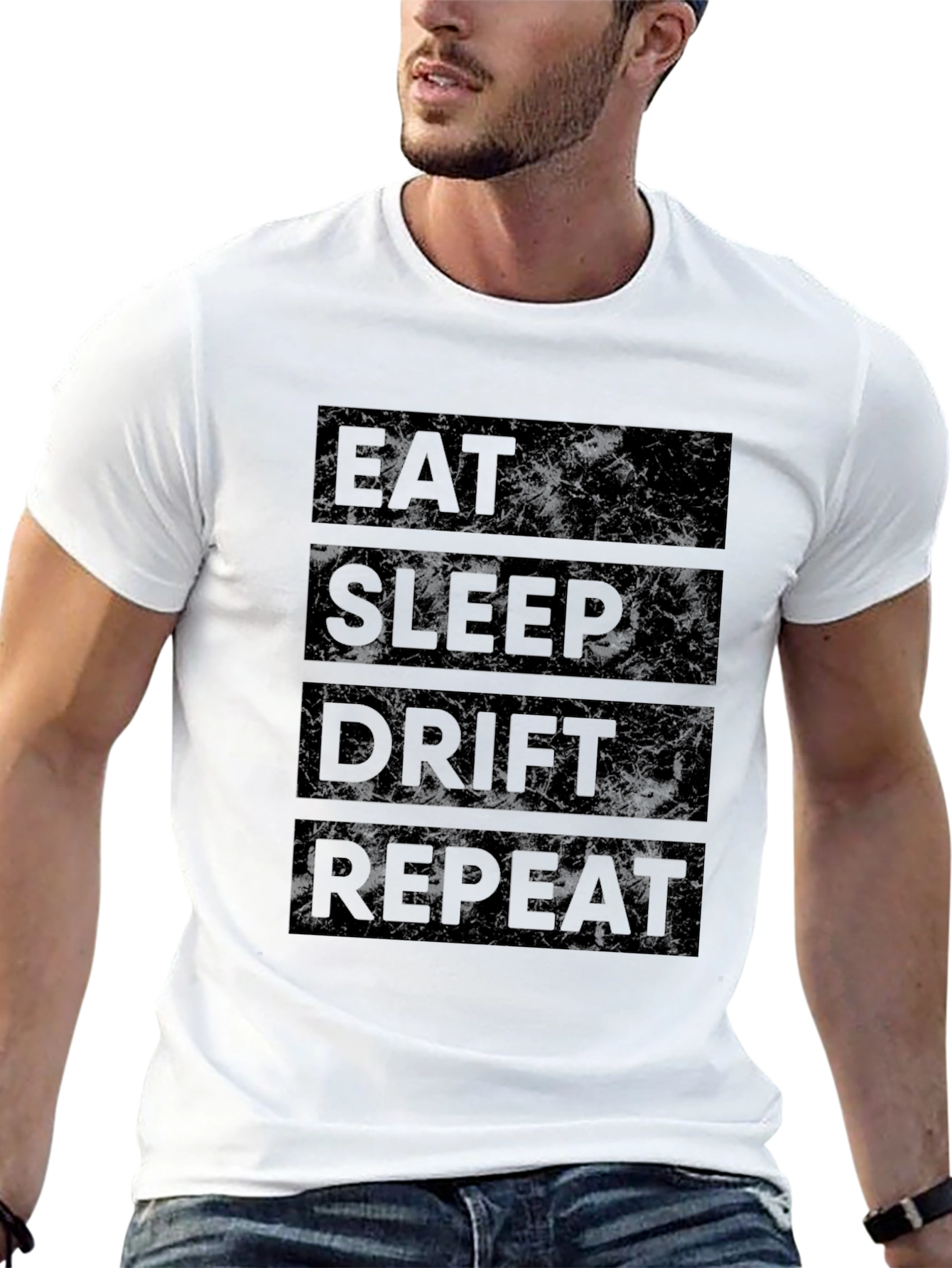 Eat Sleep Drift Repeat Black Graphic Tee