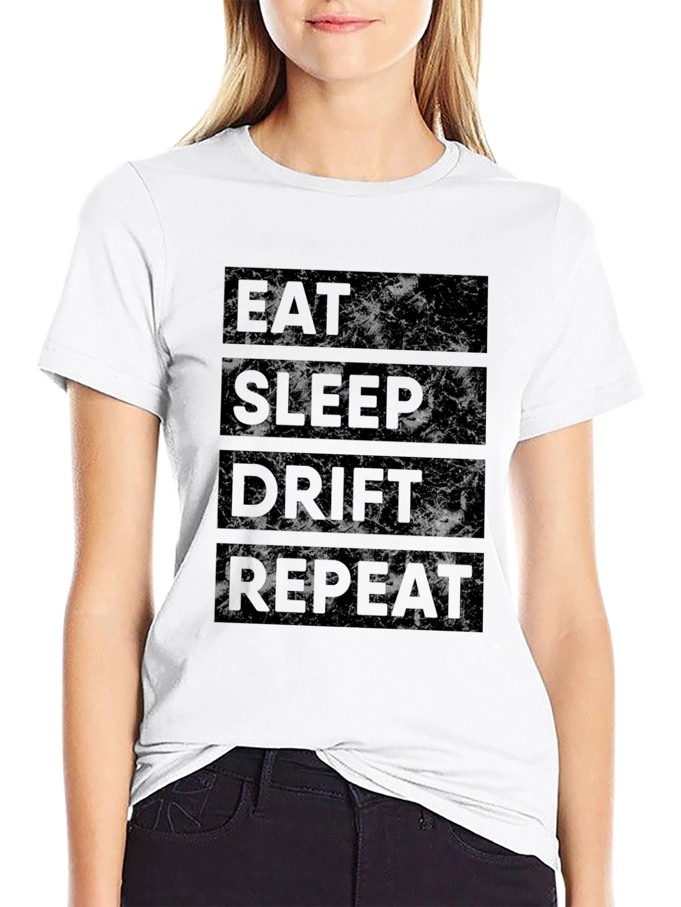 Eat Sleep Drift Repeat Black Graphic Tee