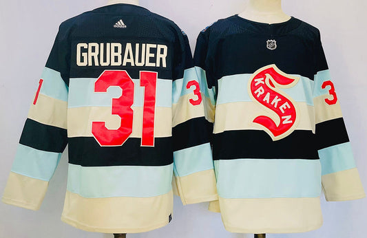 Men's Seattle Kraken Philipp Grubauer #31 Deep Sea Blue 2024 NHL Winter Classic Breakaway Player Jerseys