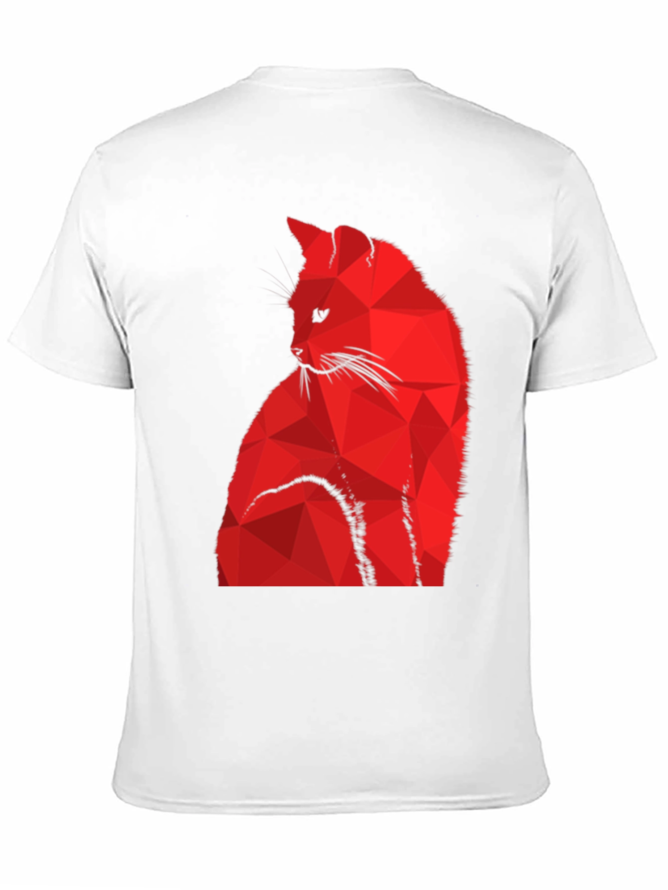 Geometric Red Cat Graphic Black T-Shirt