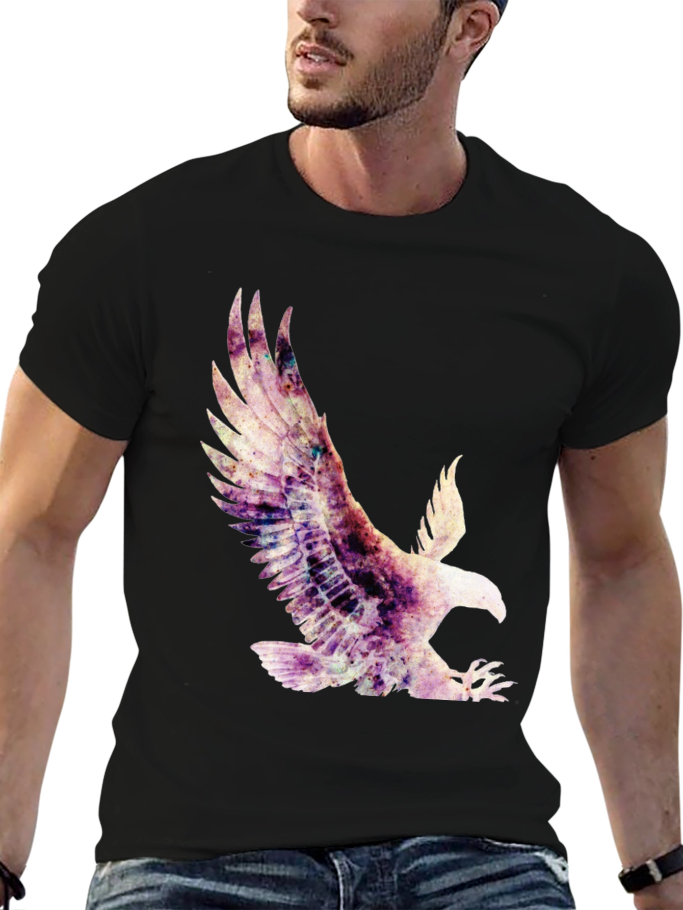 Eagle Graphic Print T-Shirt - Black