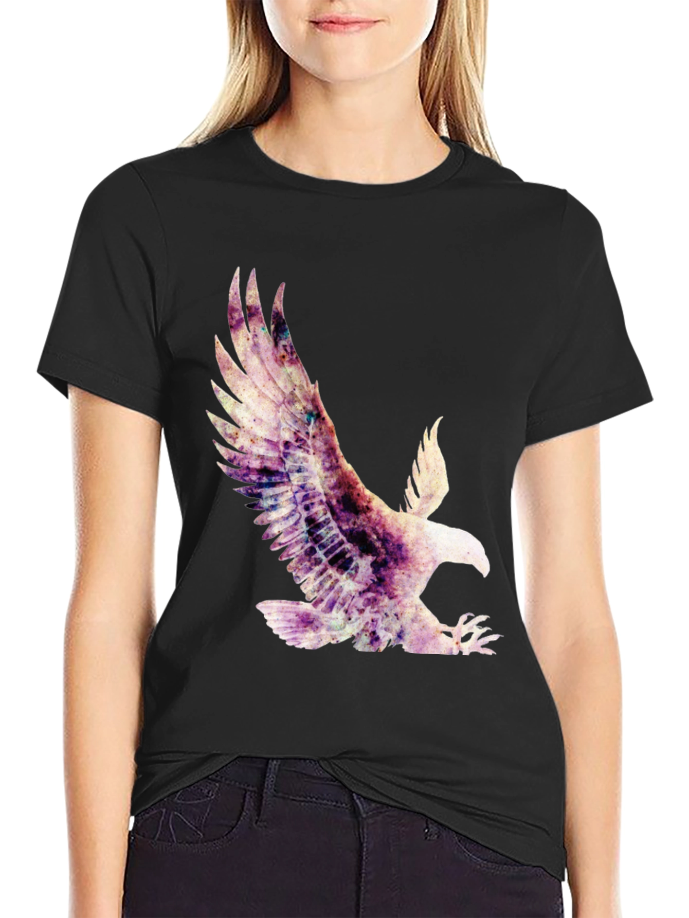 Eagle Graphic Print T-Shirt - Black