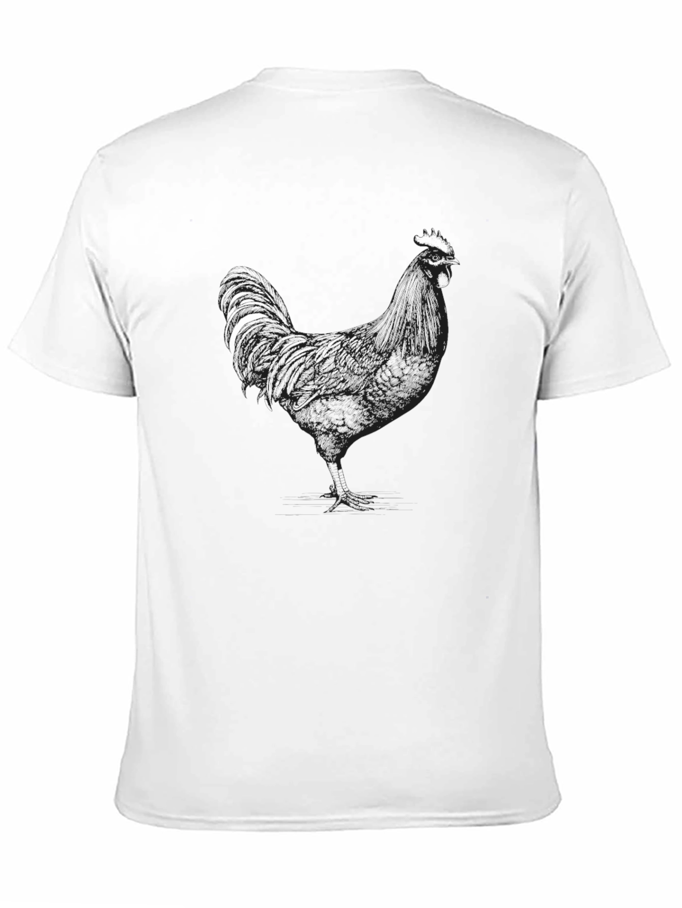 Black T-Shirt with Rooster Outline