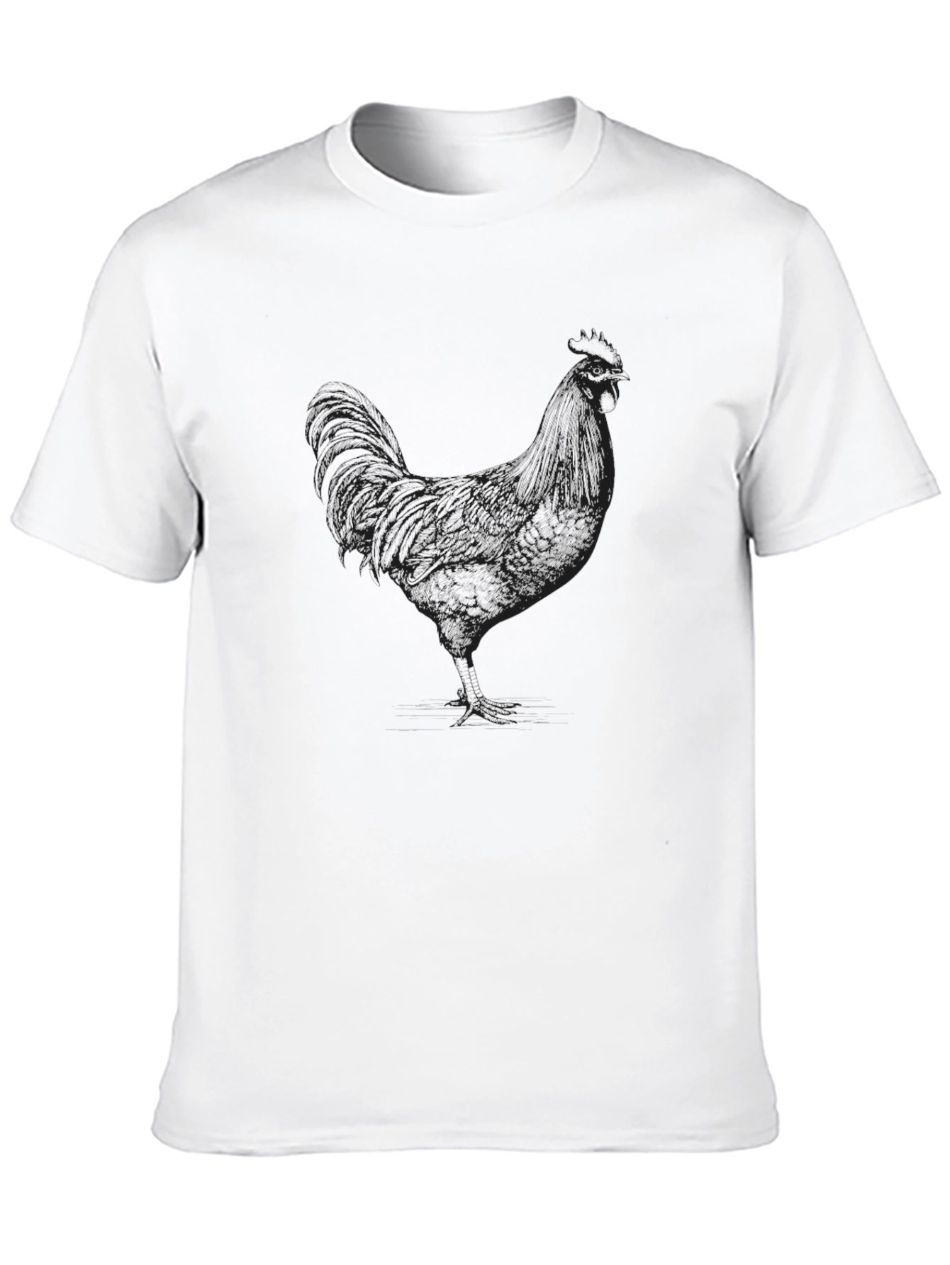 Black T-Shirt with Rooster Outline