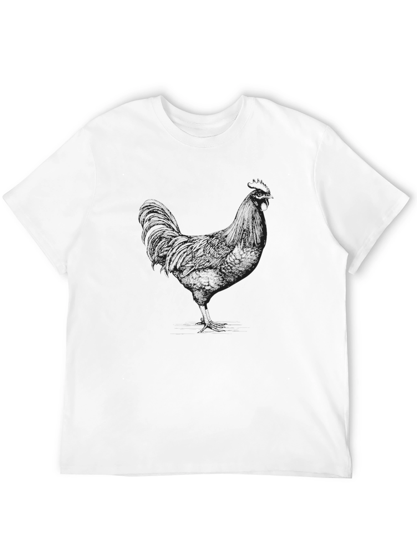 Black T-Shirt with Rooster Outline