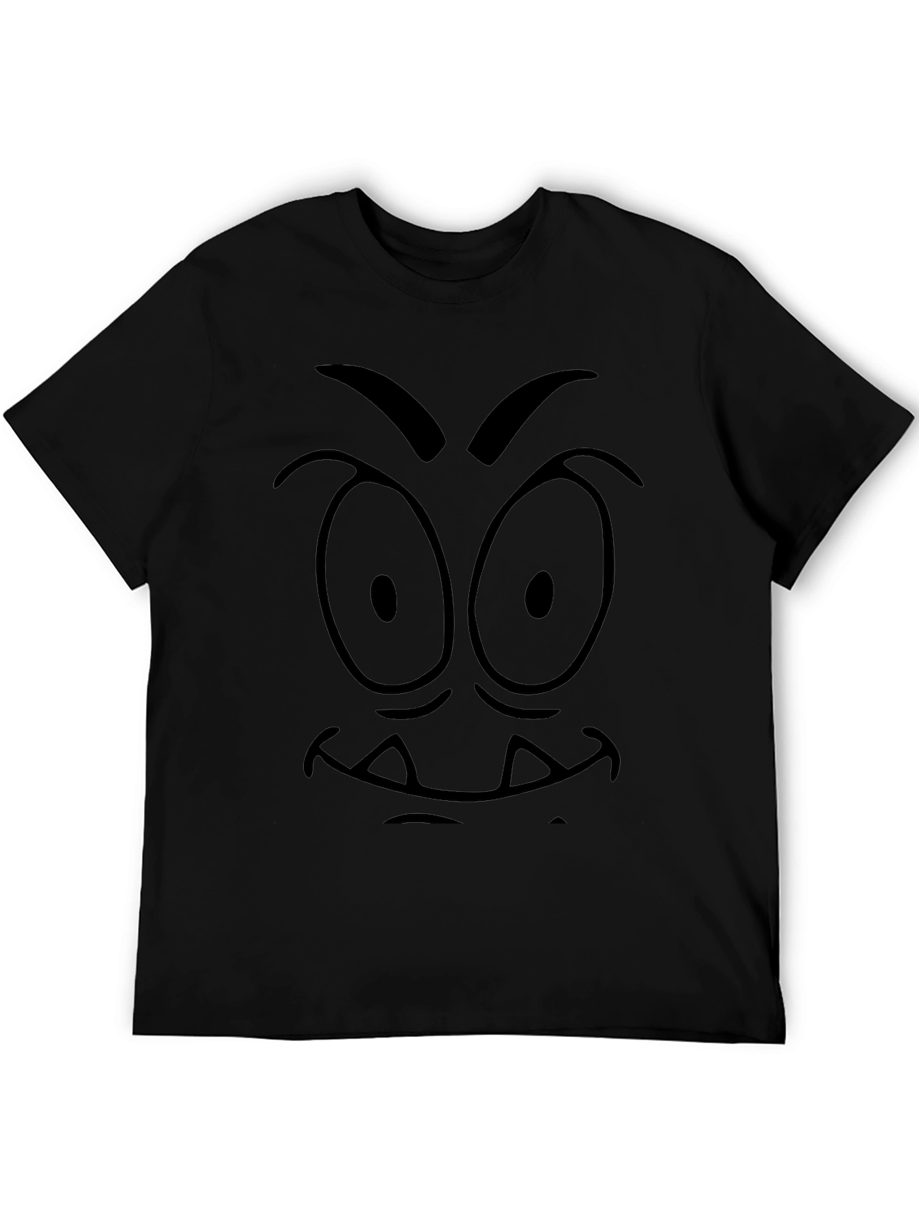 Cartoon Monster Face Graphic Tee - Black