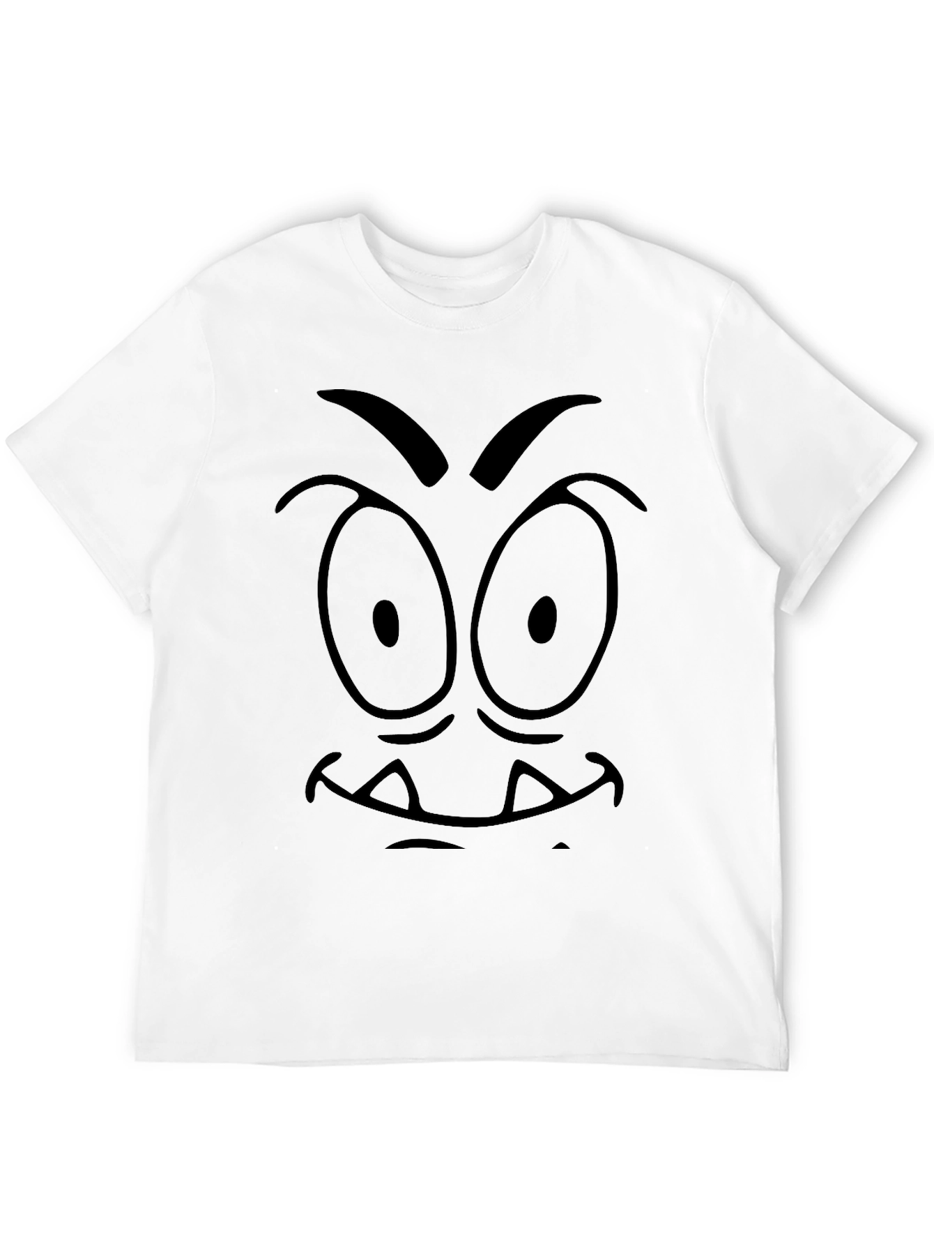Cartoon Monster Face Graphic Tee - Black