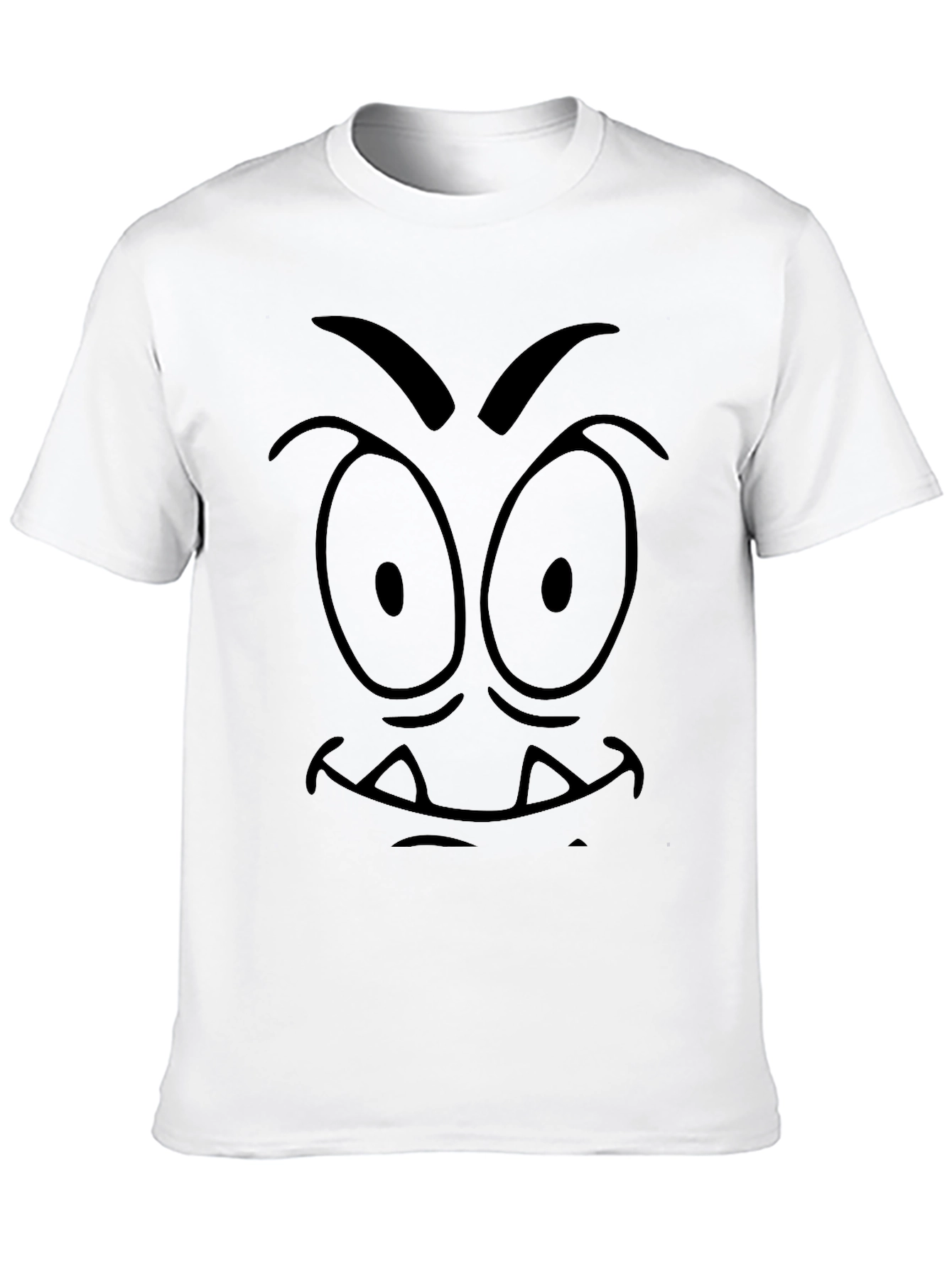 Cartoon Monster Face Graphic Tee - Black