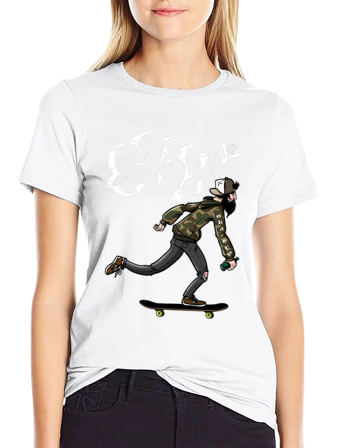Skater Dude Black Graphic Tee