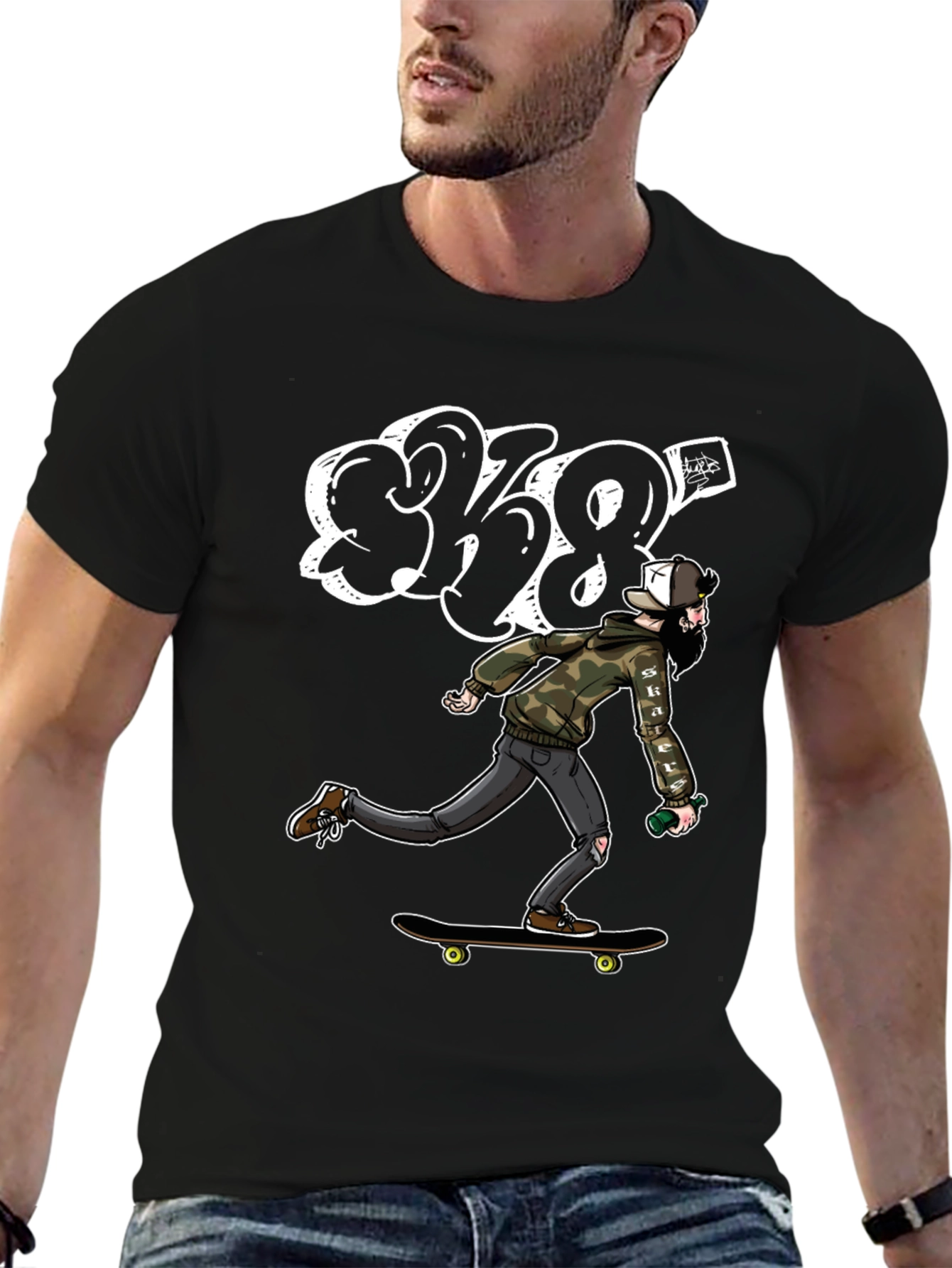 Skater Dude Black Graphic Tee