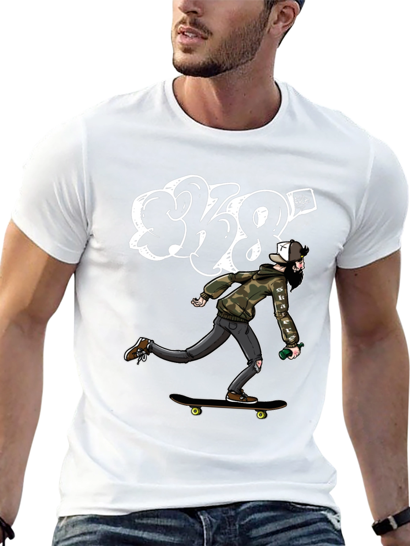 Skater Dude Black Graphic Tee