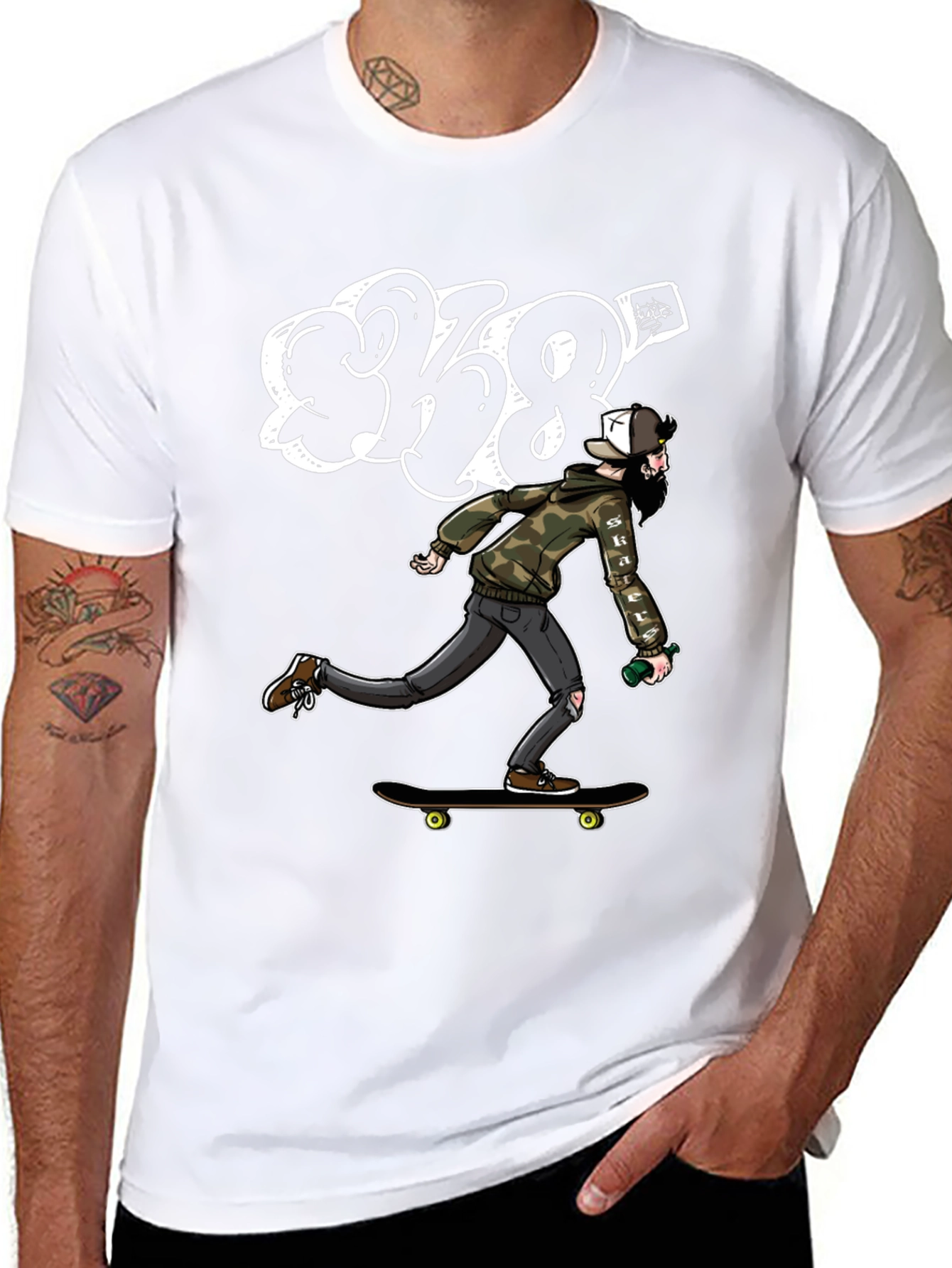 Skater Dude Black Graphic Tee