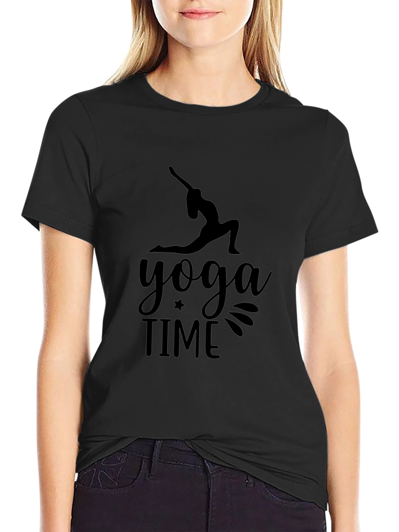 Yoga Time Graphic Black T-Shirt