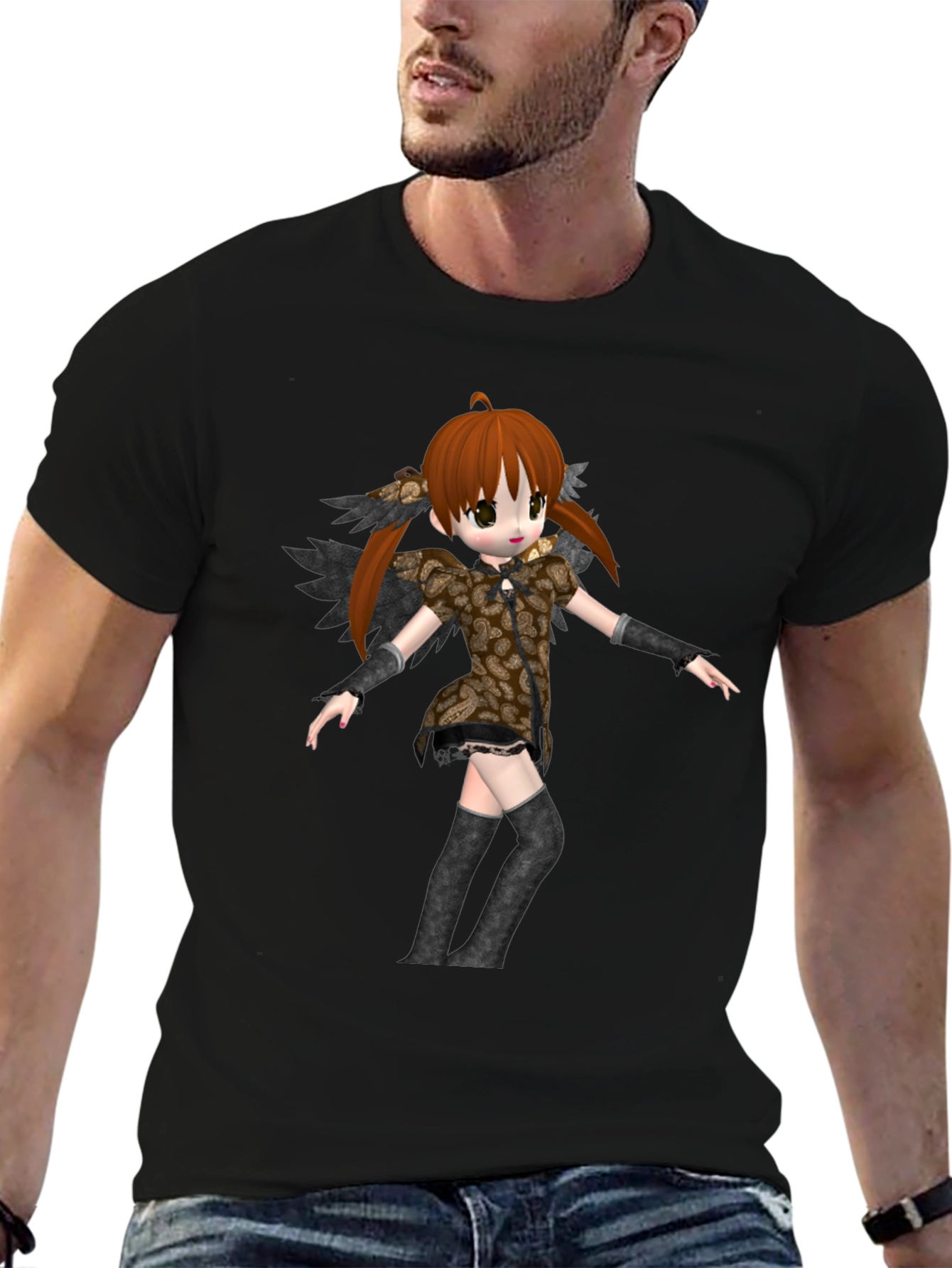 Anime Girl Graphic Black T-Shirt