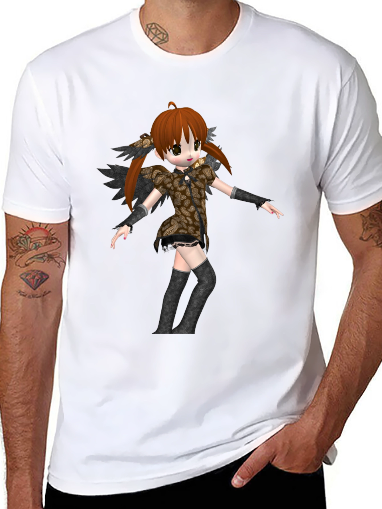 Anime Girl Graphic Black T-Shirt