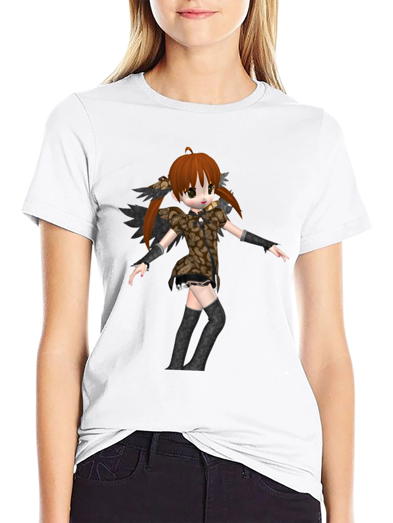 Anime Girl Graphic Black T-Shirt