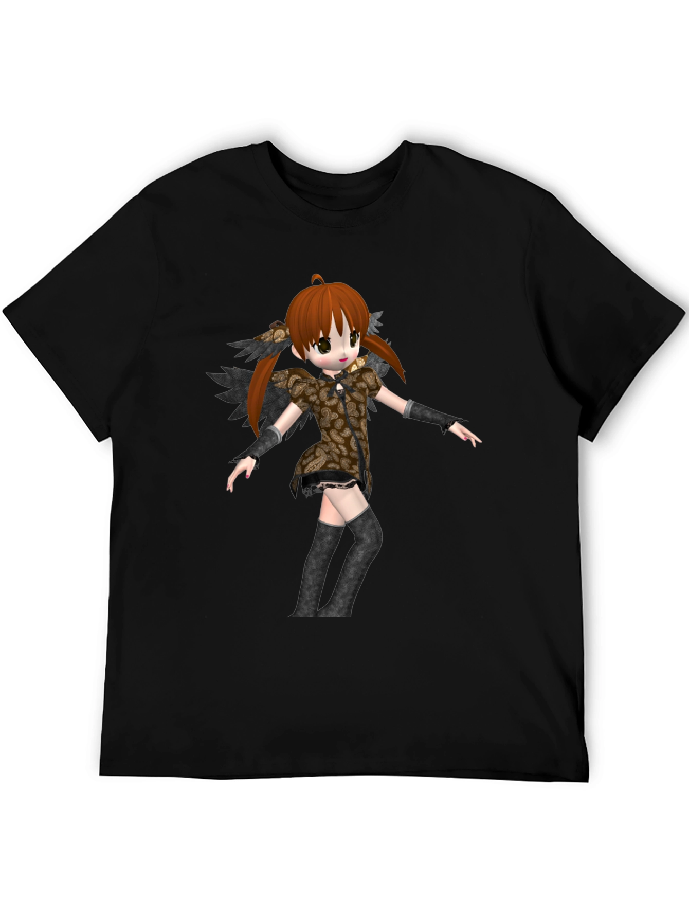 Anime Girl Graphic Black T-Shirt