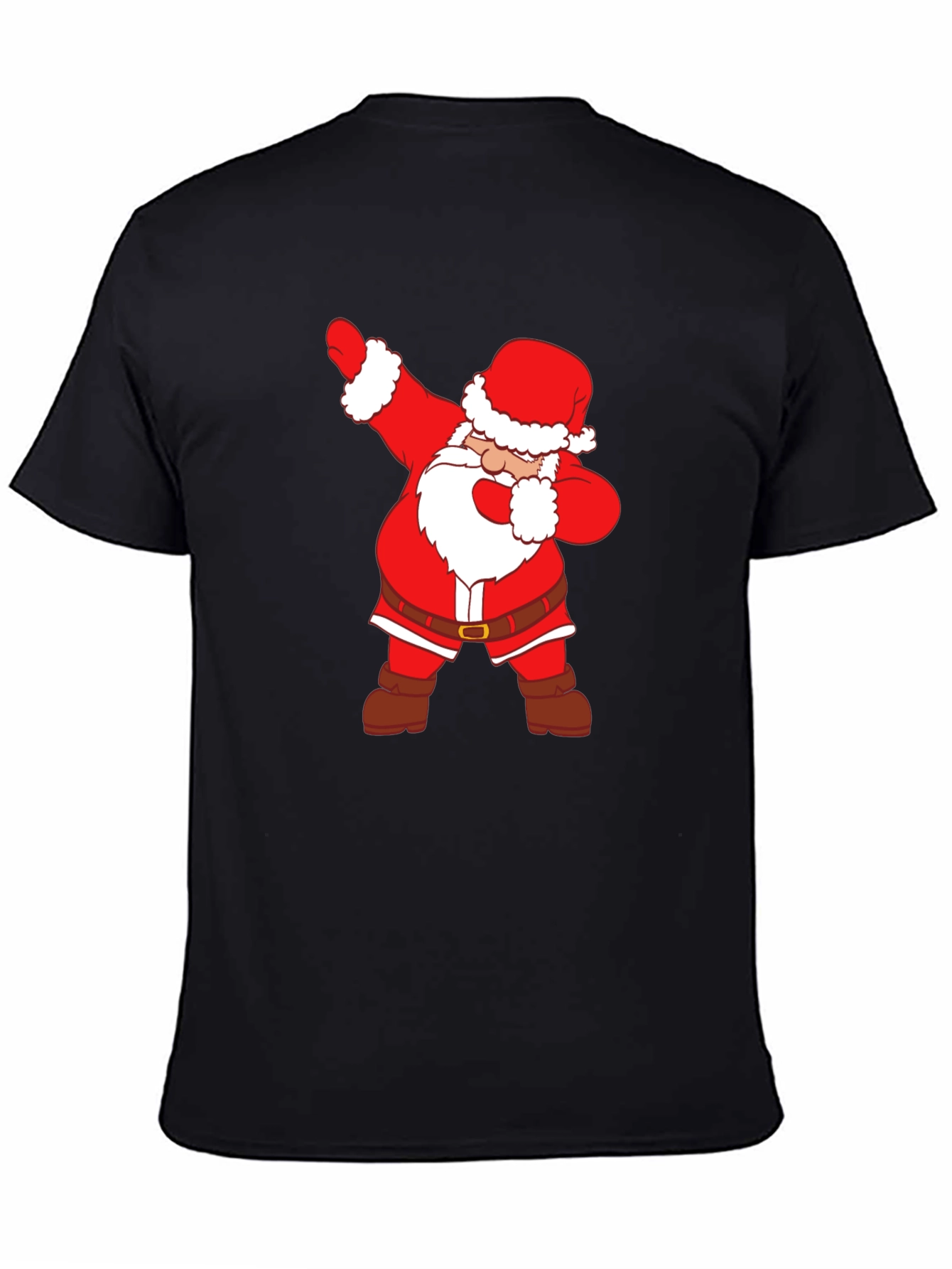 Dabbing Santa Claus Graphic Tee - Black Cotton T-Shirt