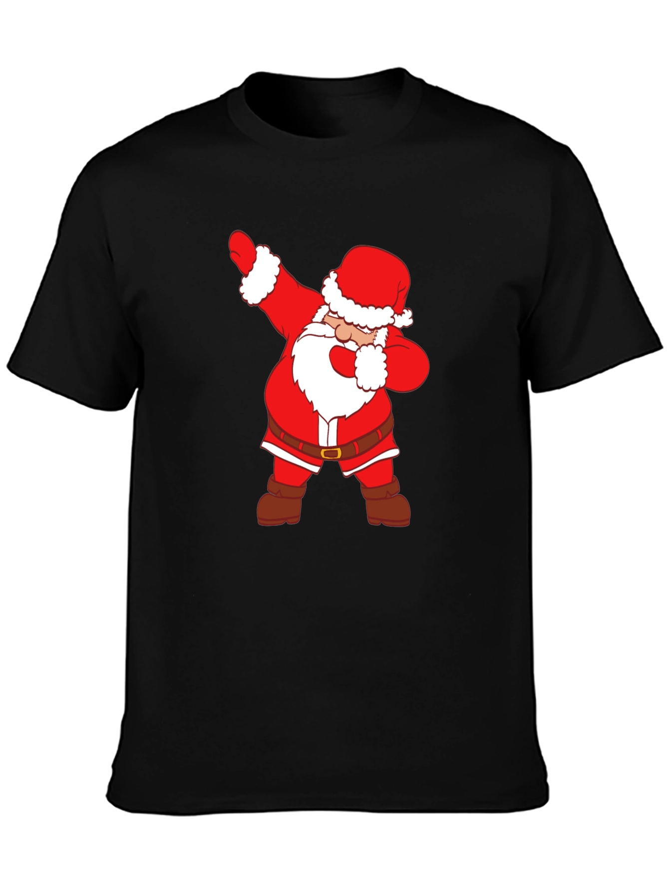 Dabbing Santa Claus Graphic Tee - Black Cotton T-Shirt