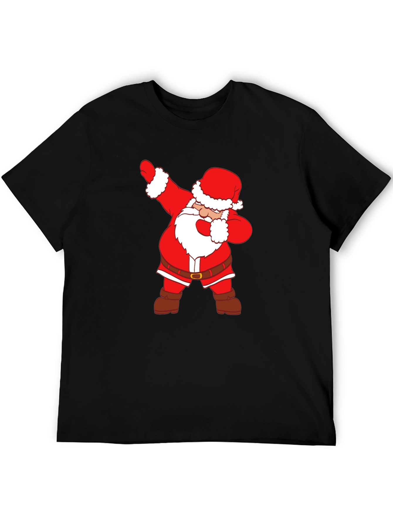 Dabbing Santa Claus Graphic Tee - Black Cotton T-Shirt
