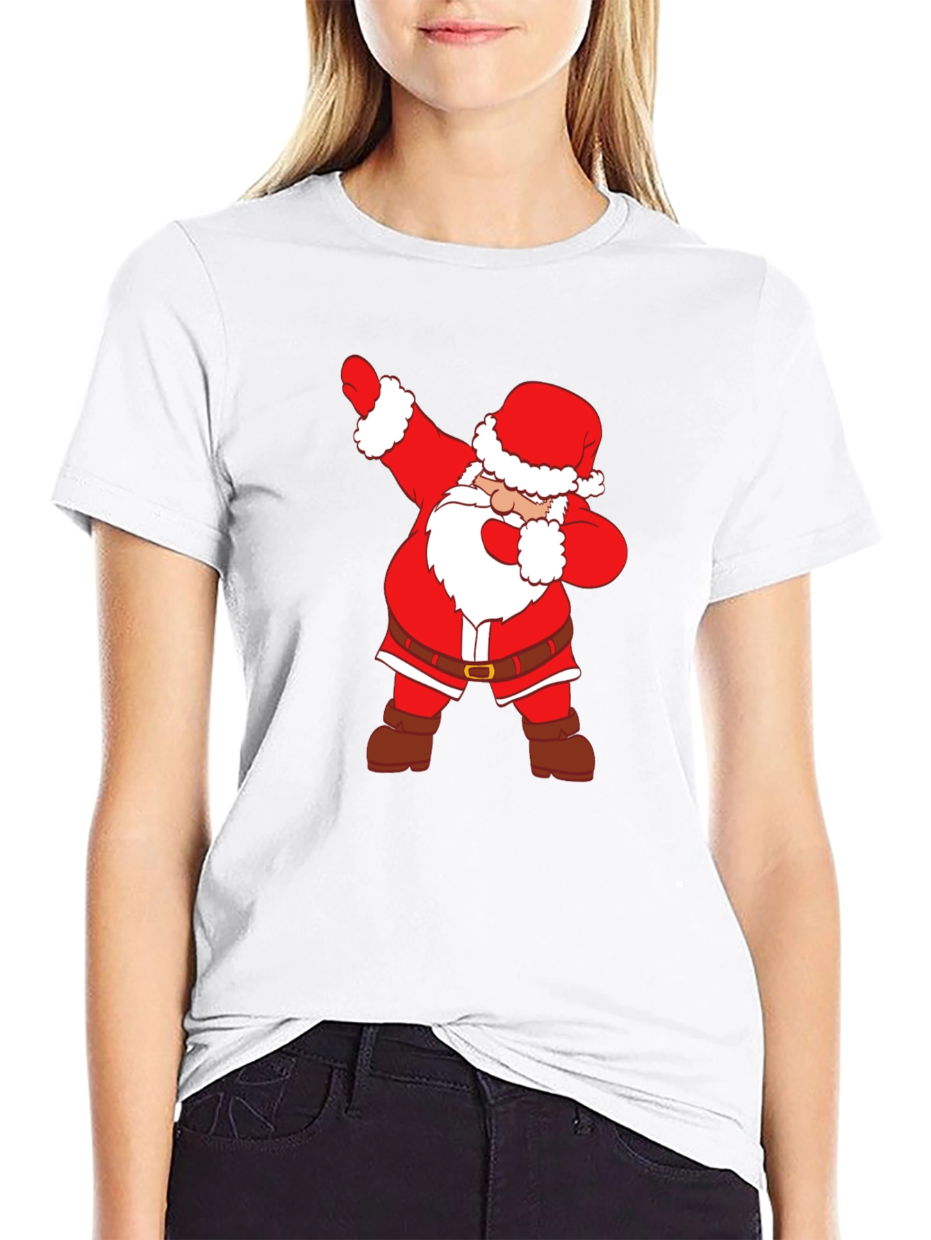 Dabbing Santa Claus Graphic Tee - Black Cotton T-Shirt