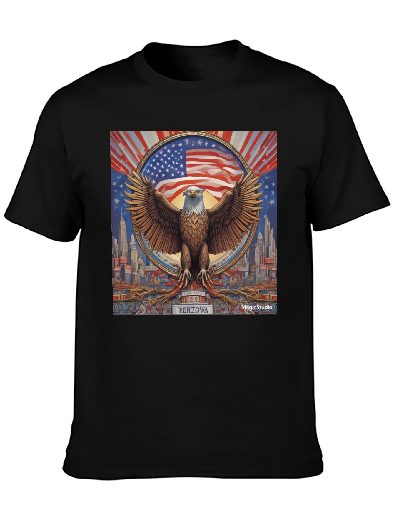 Patriotic Eagle Graphic Tee - Mens Black T-Shirt