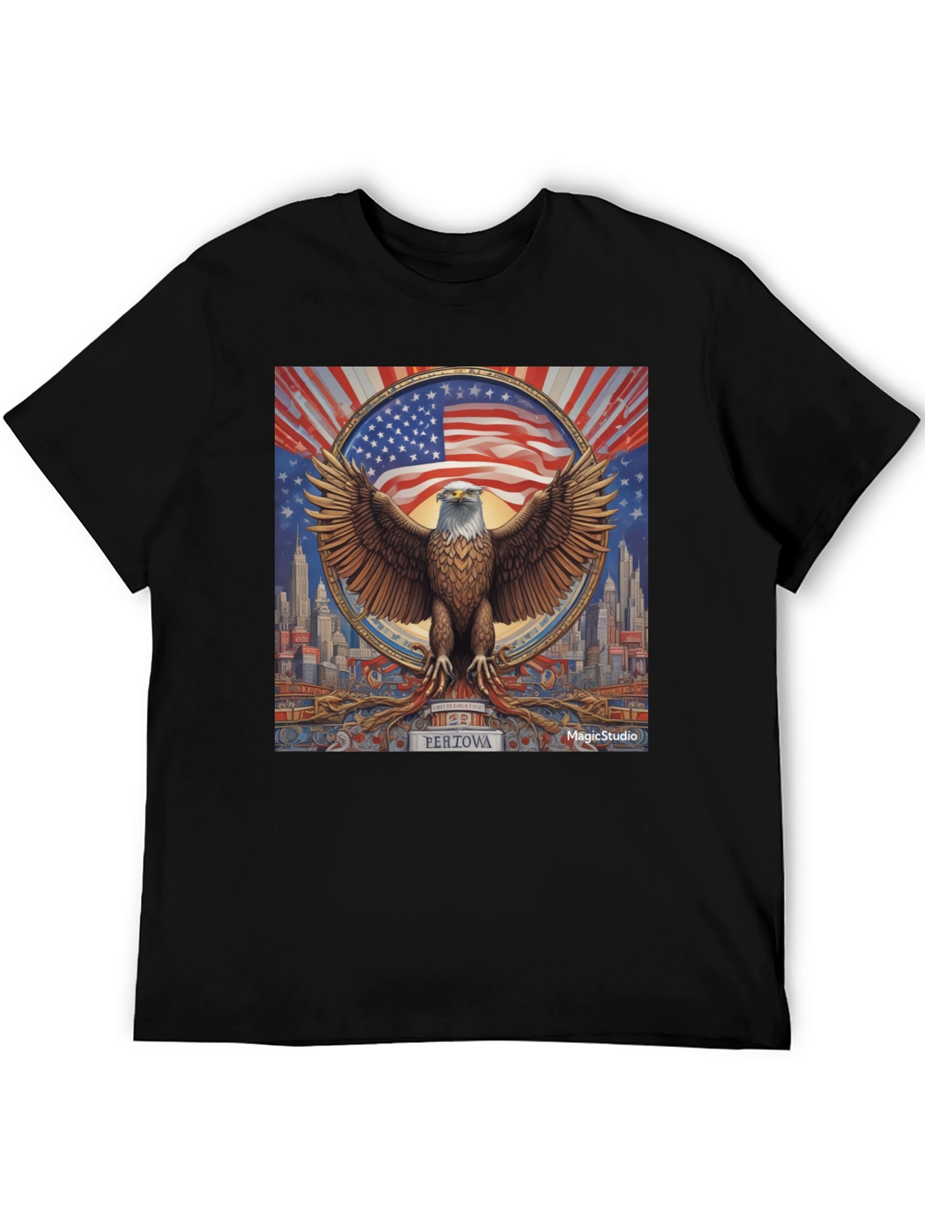 Patriotic Eagle Graphic Tee - Mens Black T-Shirt