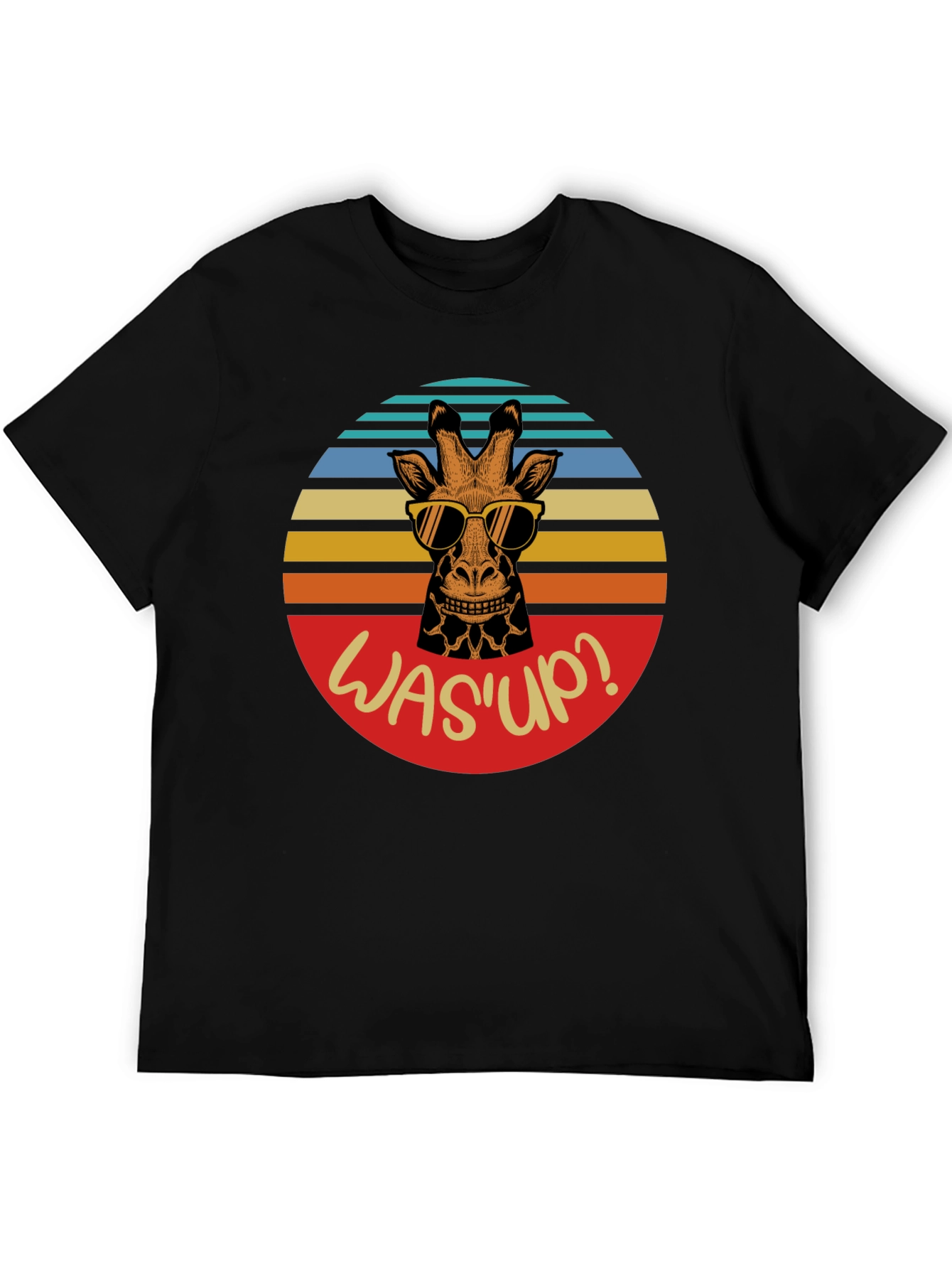 Funny Giraffe WasUp Graphic Mens T-Shirt